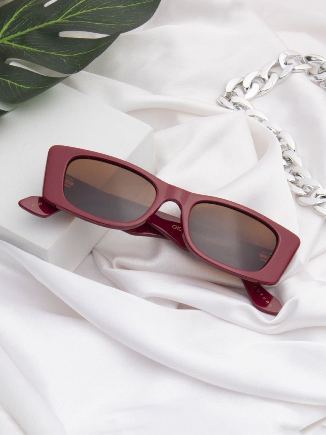 Ted Smith Premium Acetate Unisex Rectangle Sunglasses with Polarised Lens