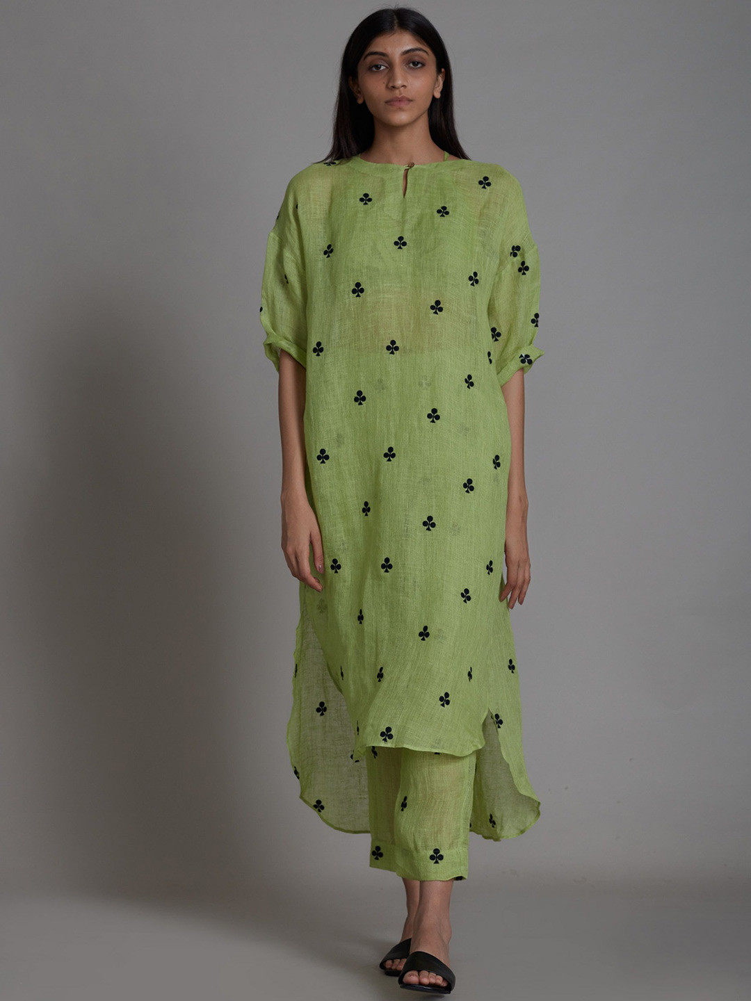 MATI Print Linen A-Line Midi Dress