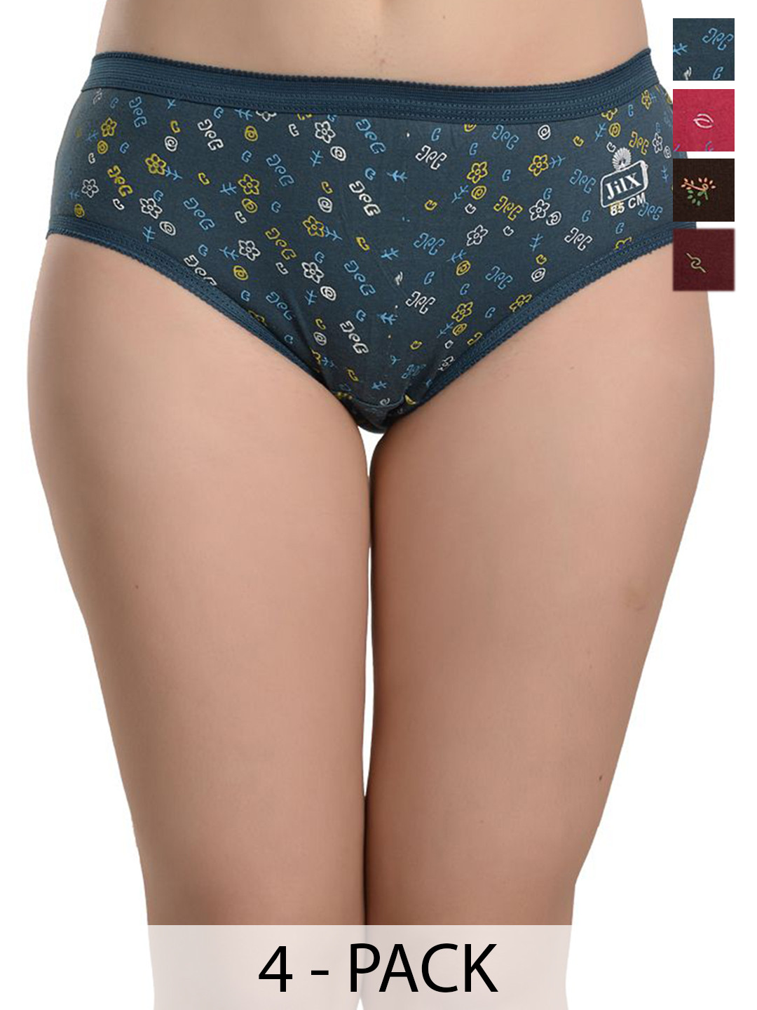 JIL X Pack Of 4 Printed Cotton Basic Briefs MY-JILX-PRINT-OE-4PC