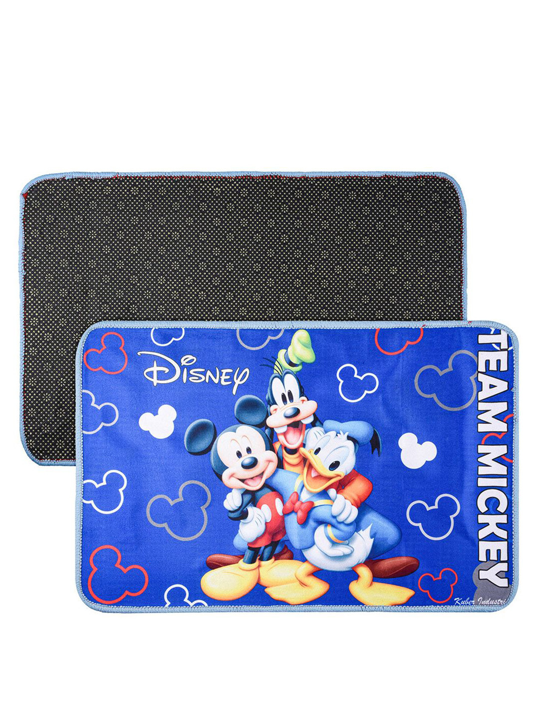 Kuber Industries Blue & Red Mickey Printed Rectangle Shaped Doormat