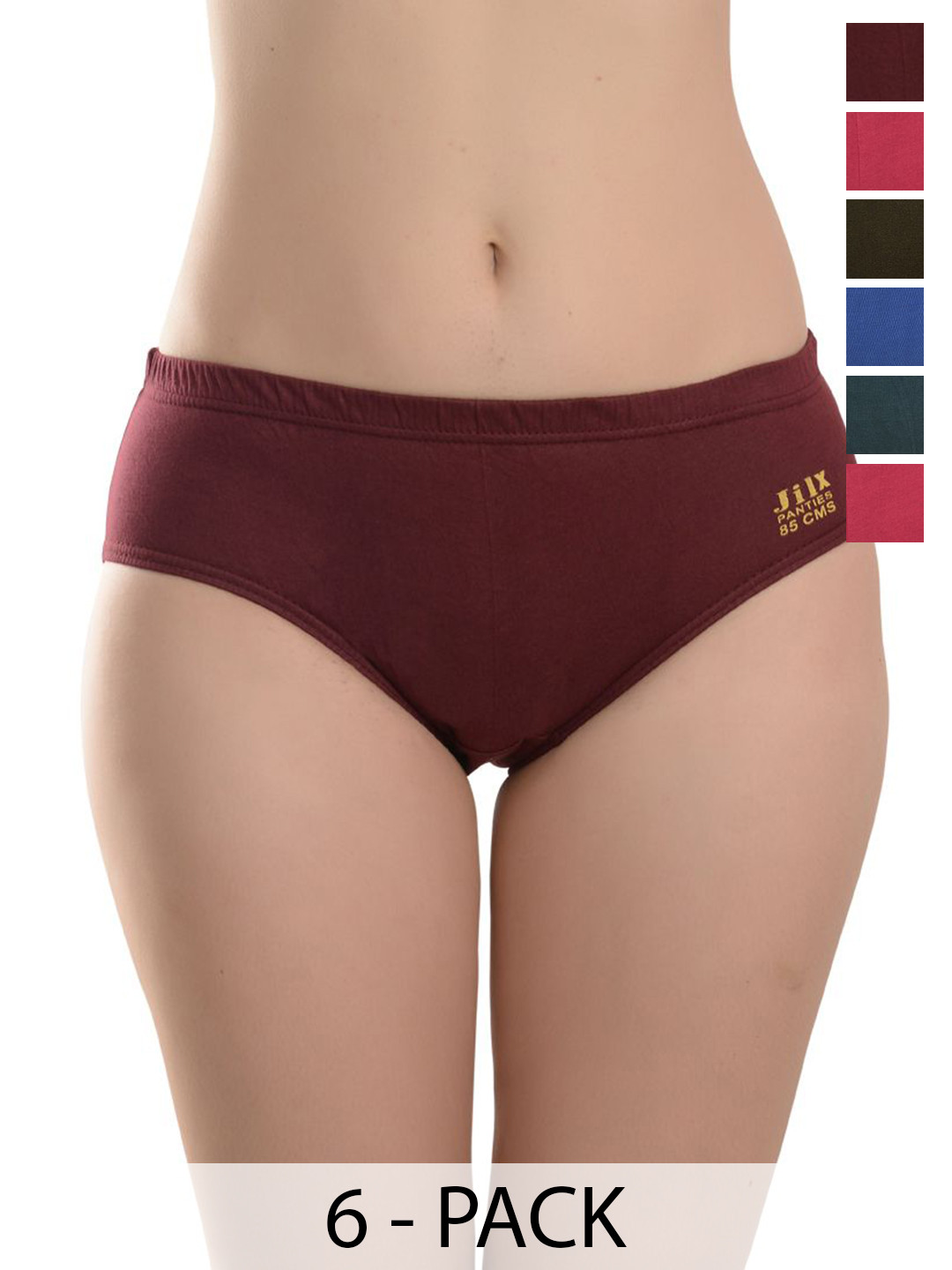 JIL X Pack Of 6 Mid-Rise Cotton Basic Briefs MY-JILX-PLAIN-IE-6PC