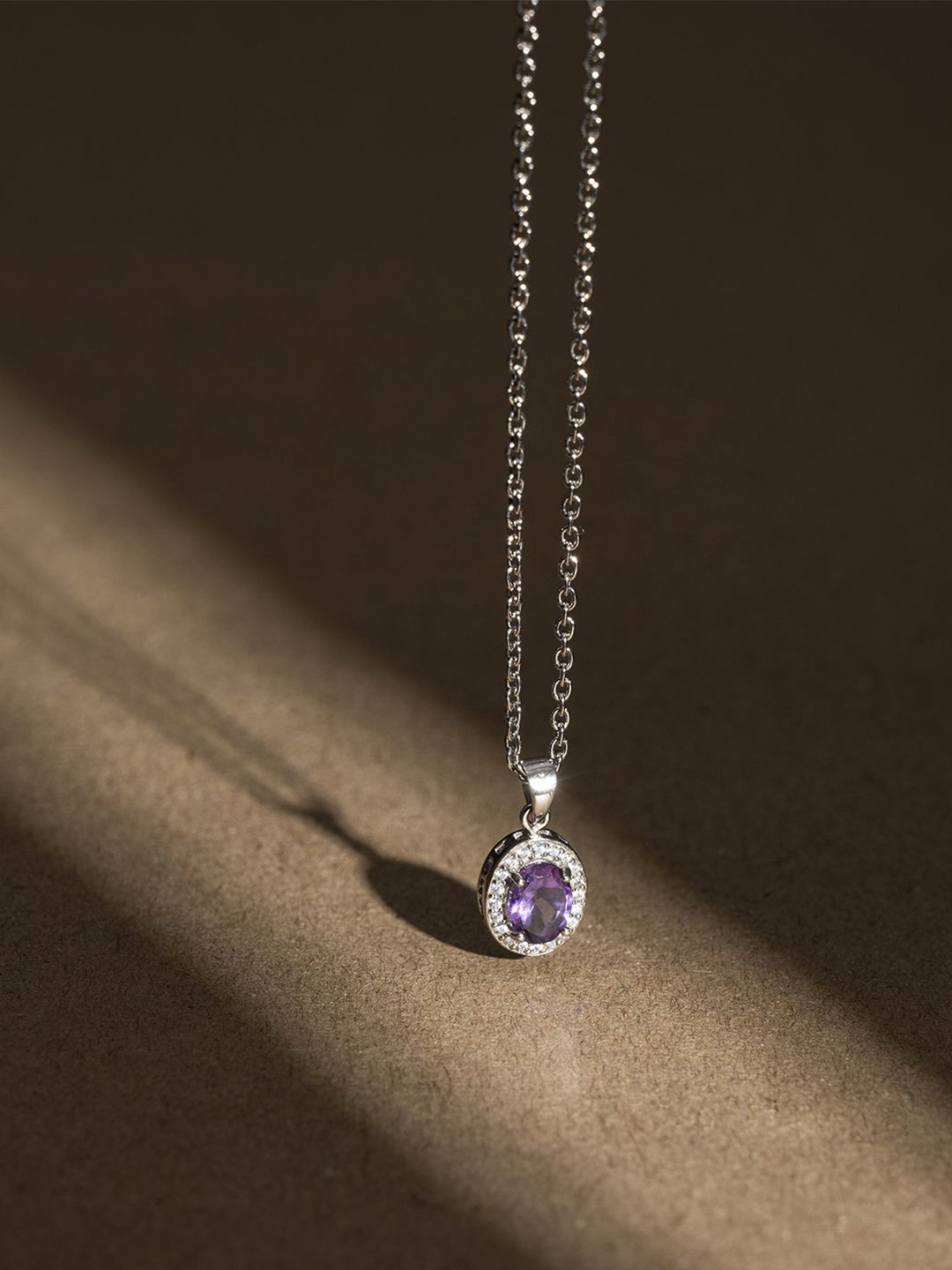 Stone Story By Shruti Rhodium-Plated Pendant With Chain