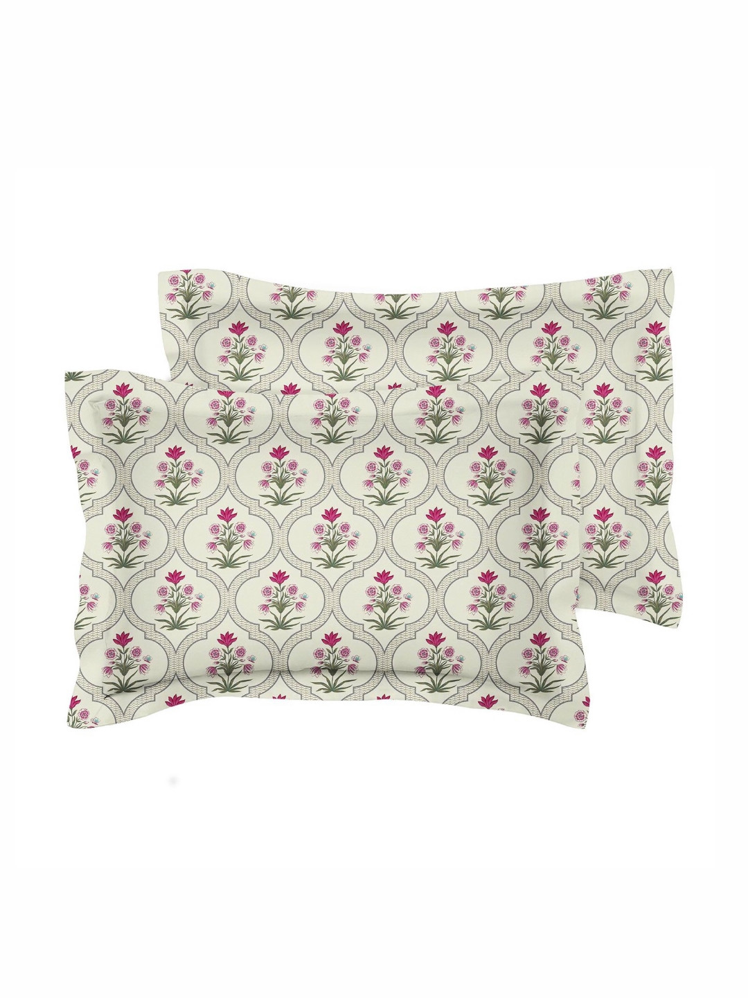 bsb home Valancia Pink 2 Pieces Floral Printed 180 TC Pure Cotton Rectangle Pillow Covers
