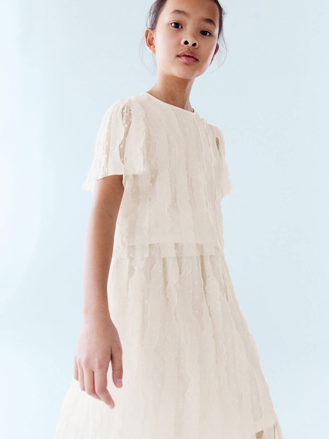 Mango Kids Girls Contrast Panels Tulle Skirt