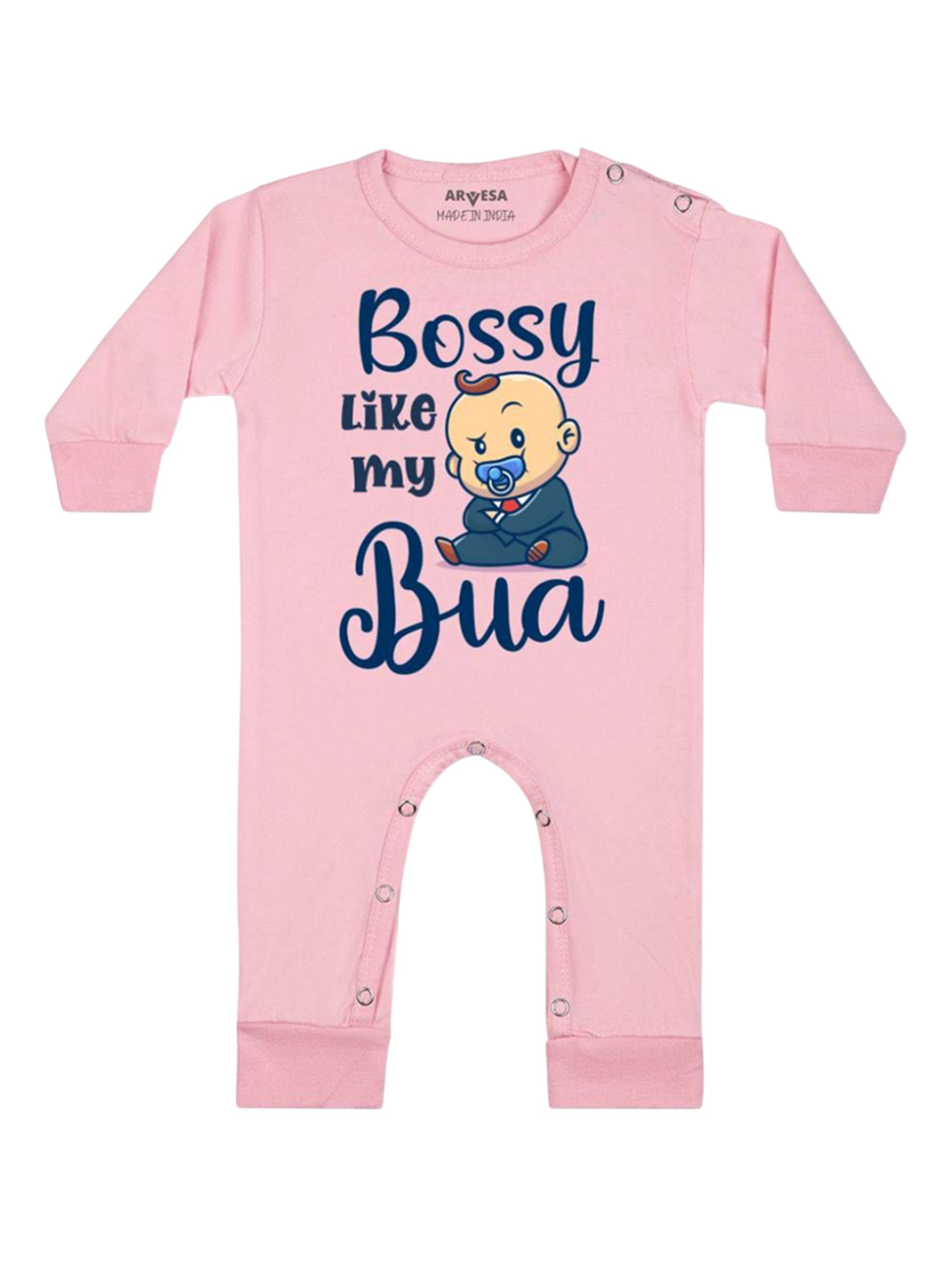 Arvesa Kids Bossy Like My Bua Printed Baby Romper