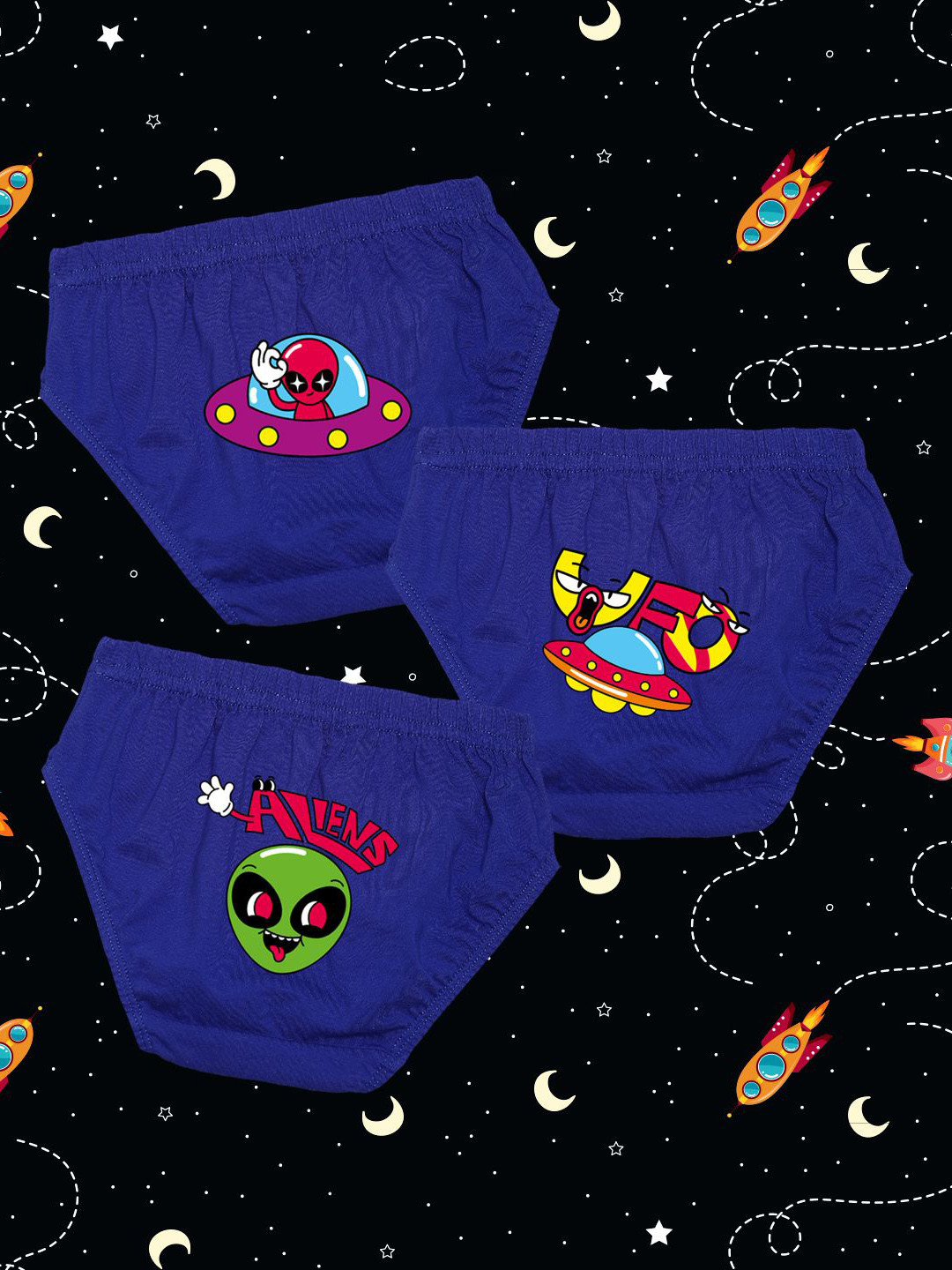 NUSYL Boys Pack Of 3 Printed Mid Rise Basic Briefs - NUBCBRFPO3.0144