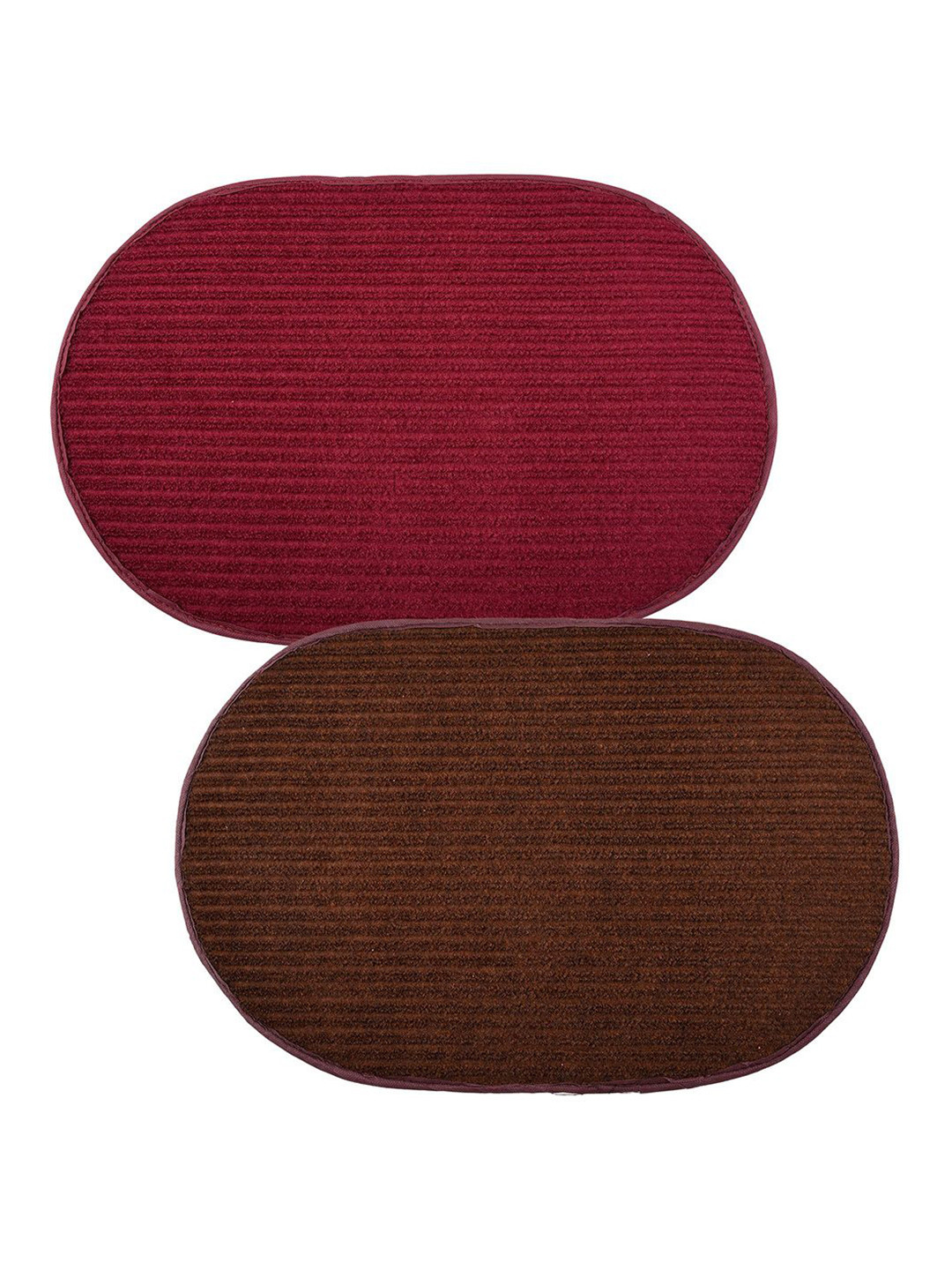 Kuber Industries Brown & Maroon 2 Pieces Woollen Entrance Outdoor Door Mats