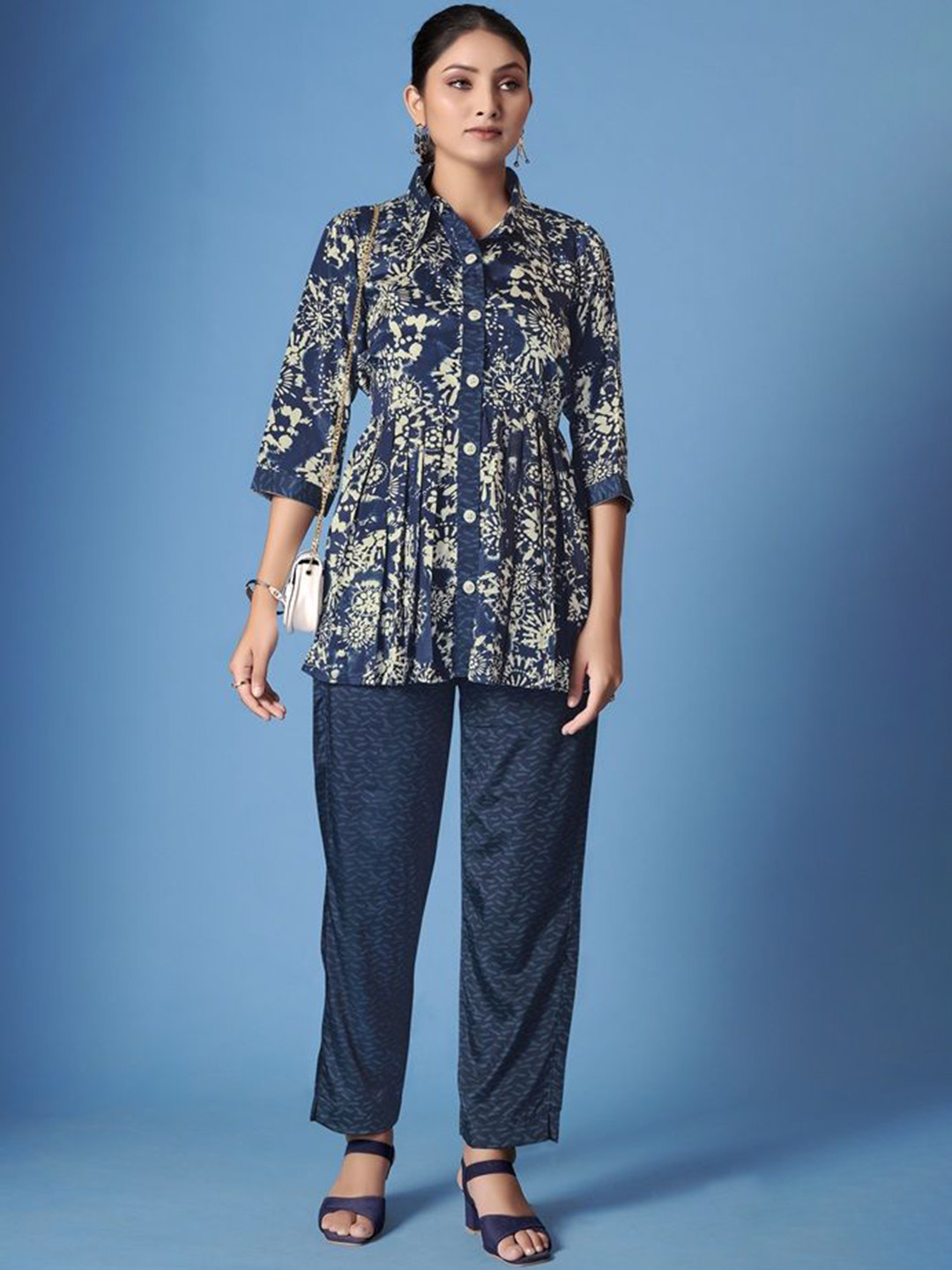 JIVORA LUMINA Printed Top With Trousers & Scarf Co-Ords