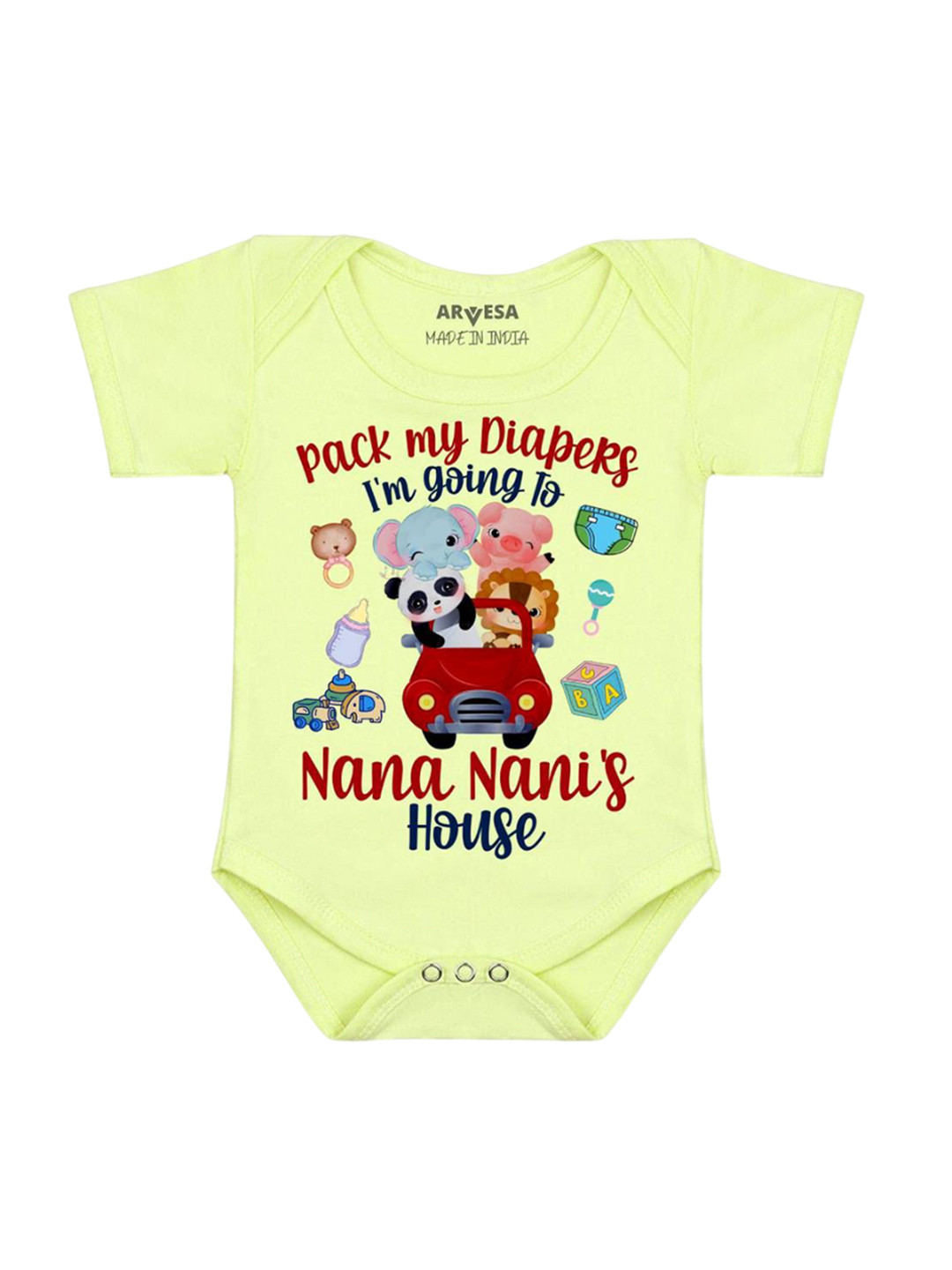 Arvesa Kids I Am Going To Nana Nani House Printed Bodysuit