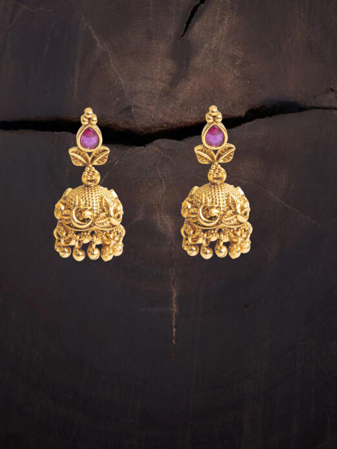 South Temple Jewellery Gold Plated Dome Jhumkas