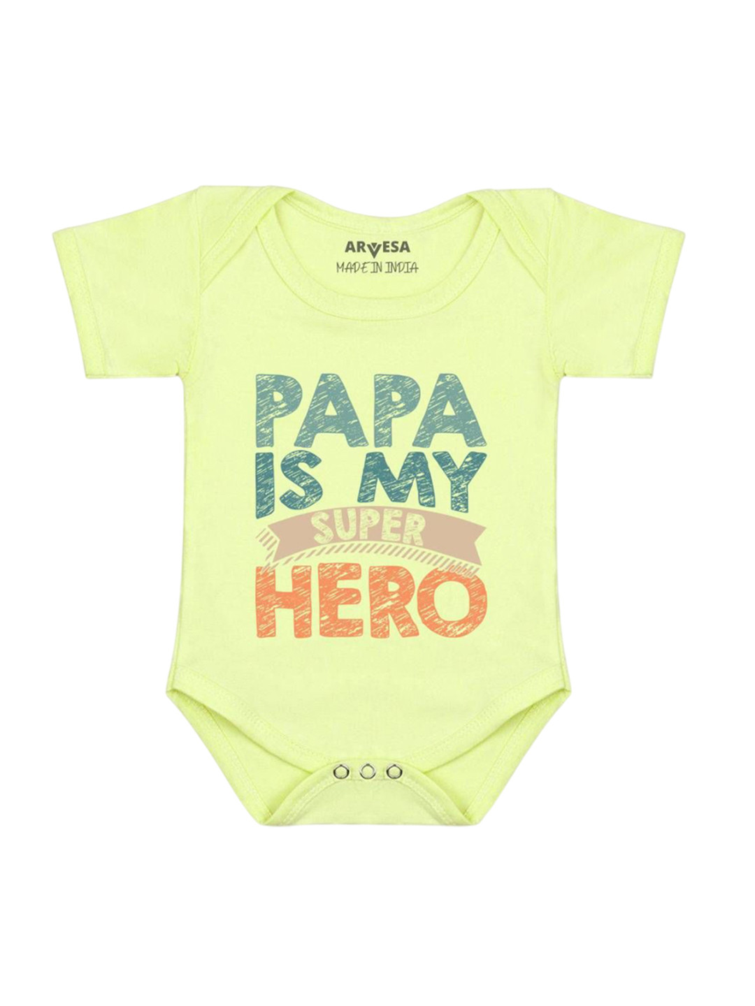 Arvesa Kids Papa Is My Super Hero Printed Cotton Bodysuit