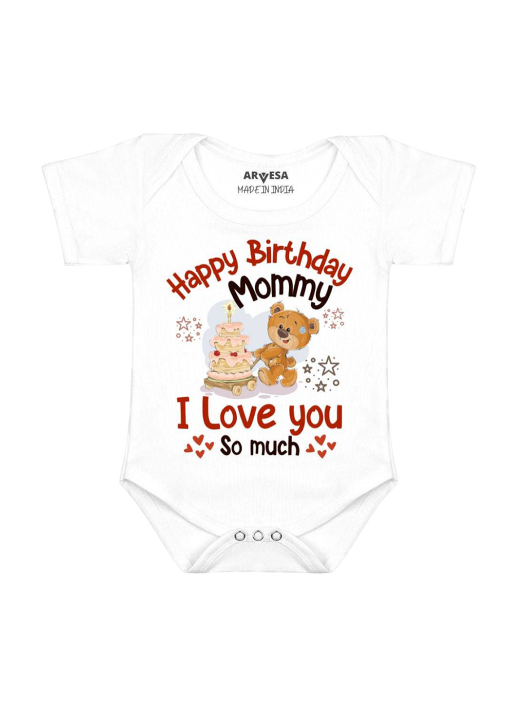 Arvesa Kids Happy Birthday Mummy Printed Cotton Bodysuit