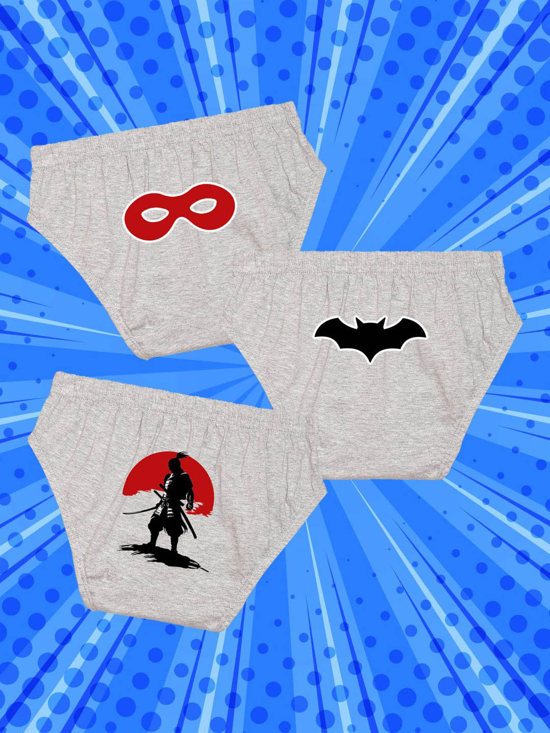 NUSYL Boys Pack Of 3 Printed Mid Rise Pure Cotton Basic Briefs NUBCBRFPO3.0169