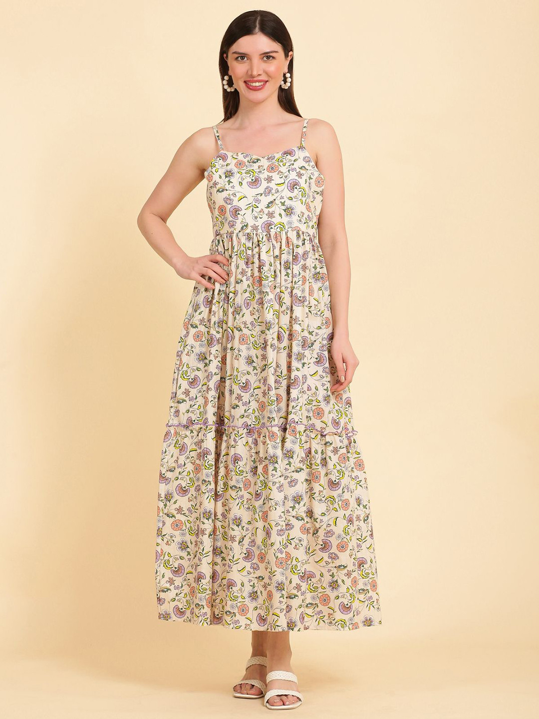 NOUN Ethnic Motifs Print Georgette Fit & Flare Maxi Dress