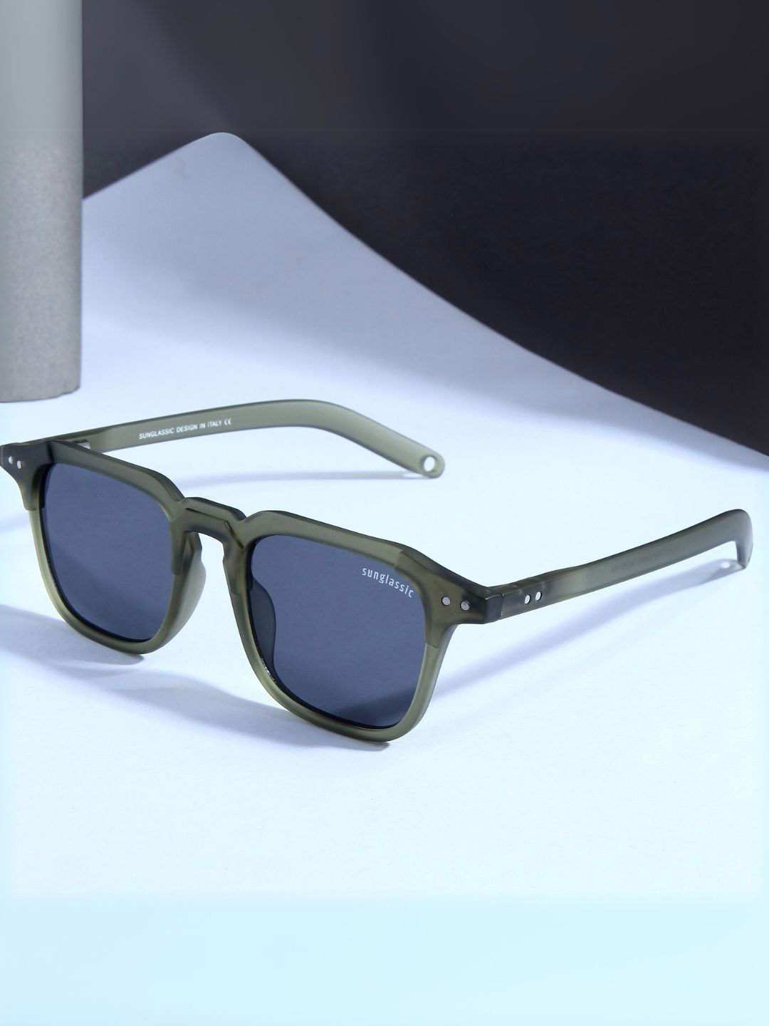 SUNGLASSIC Unisex Square Sunglasses with UV Protected Lens KINGSMAN-GREEN-BLACK