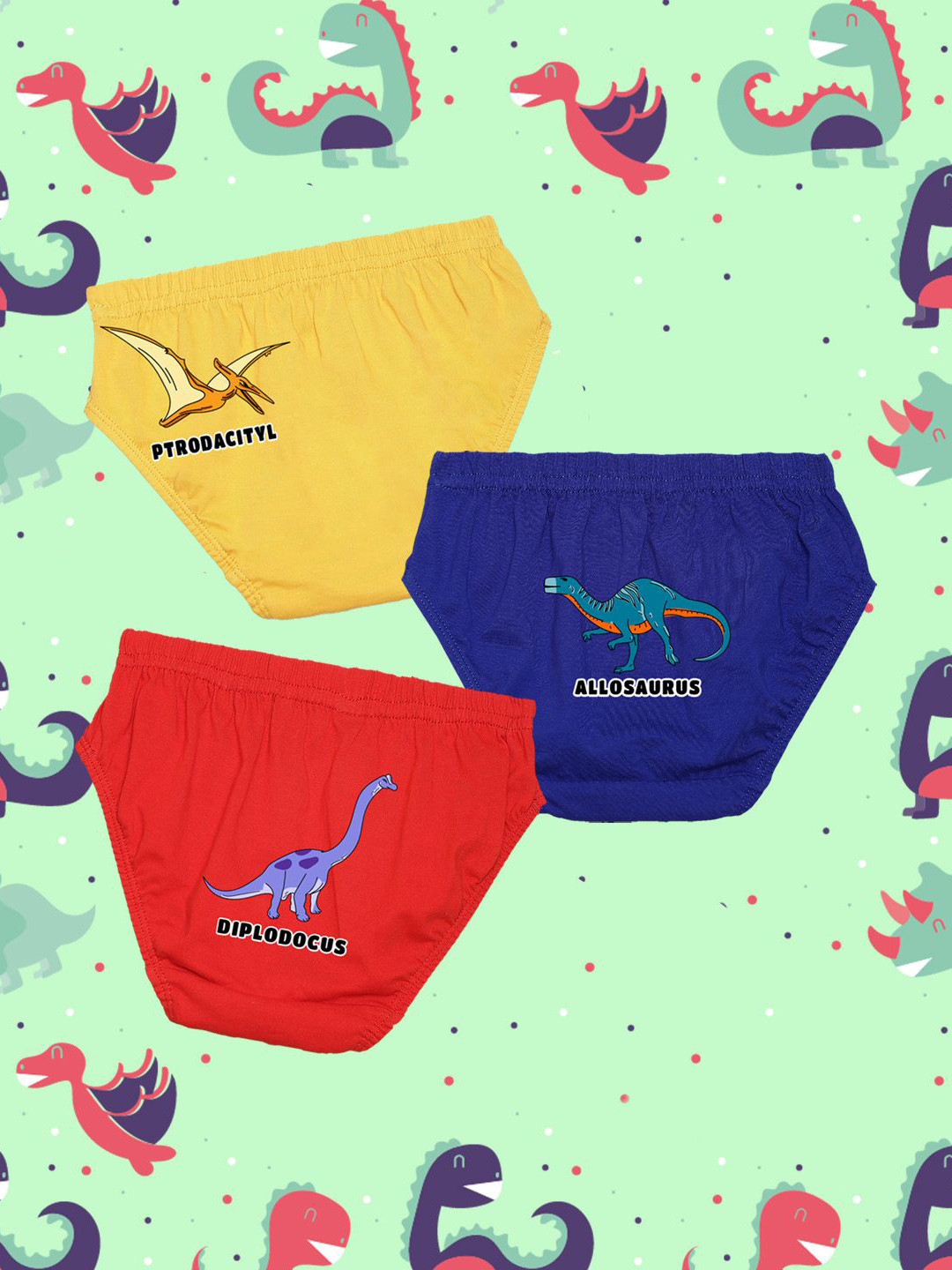 NUSYL Boys Pack Of 3 Printed Mid Rise Basic Briefs - NUBCBRFPO3.0125