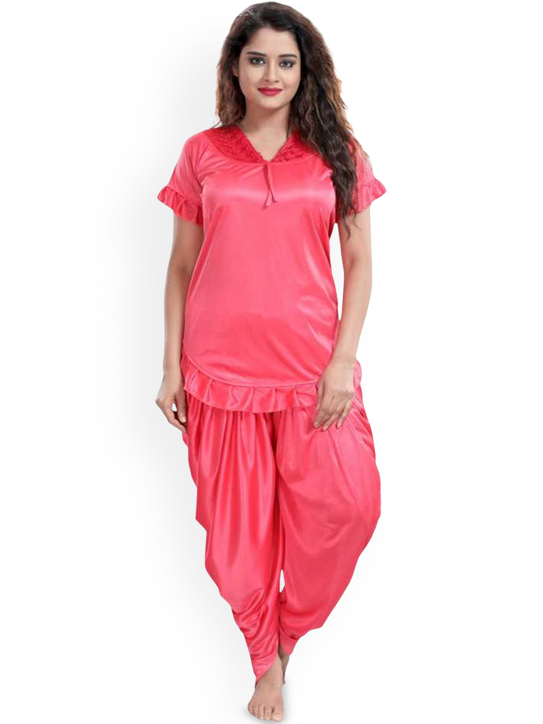 UWNAQA Satin Dhoti Night suit