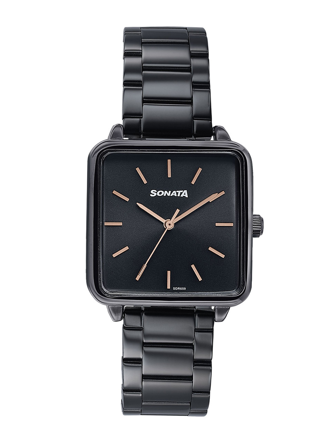 Sonata Women Square Dial & Stainless Steel Straps Analogue Watch 87084NM01