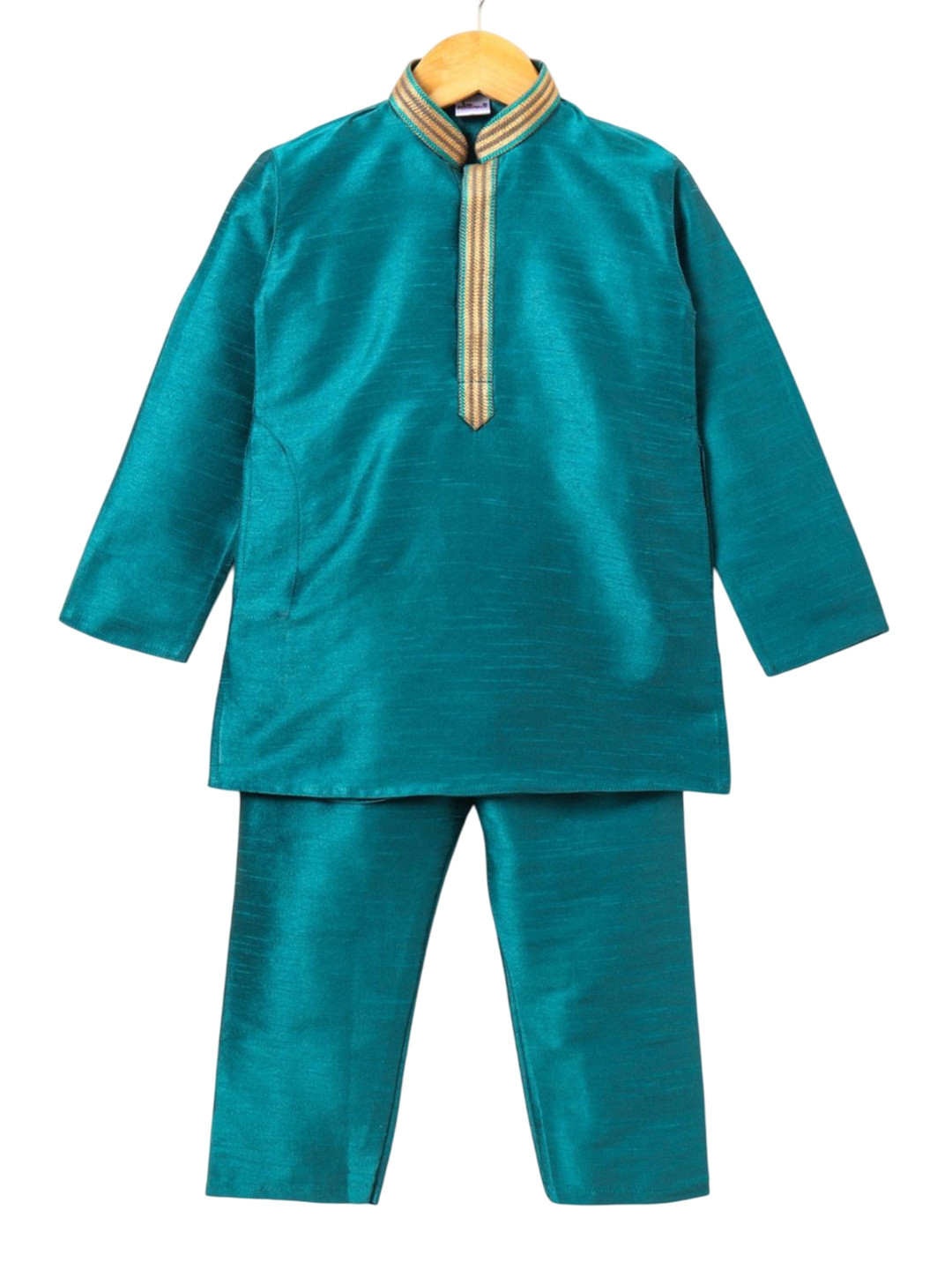 Pehanaava Boys Embroidered Gotta Patti Mandarin Collar A-Line Kurta