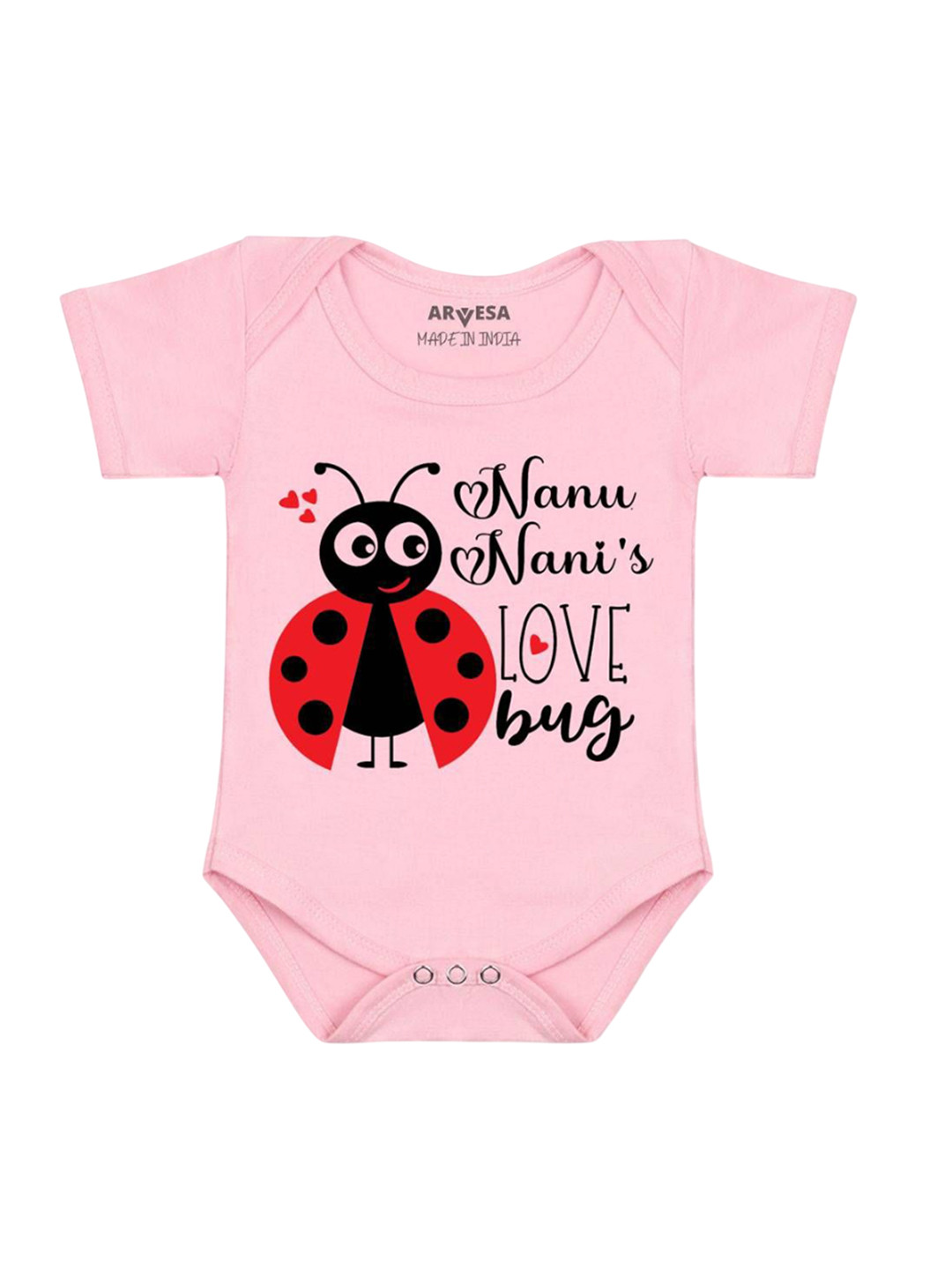 Arvesa Infants Kids Nanu Nani Love Bug Printed Cotton Bodysuit