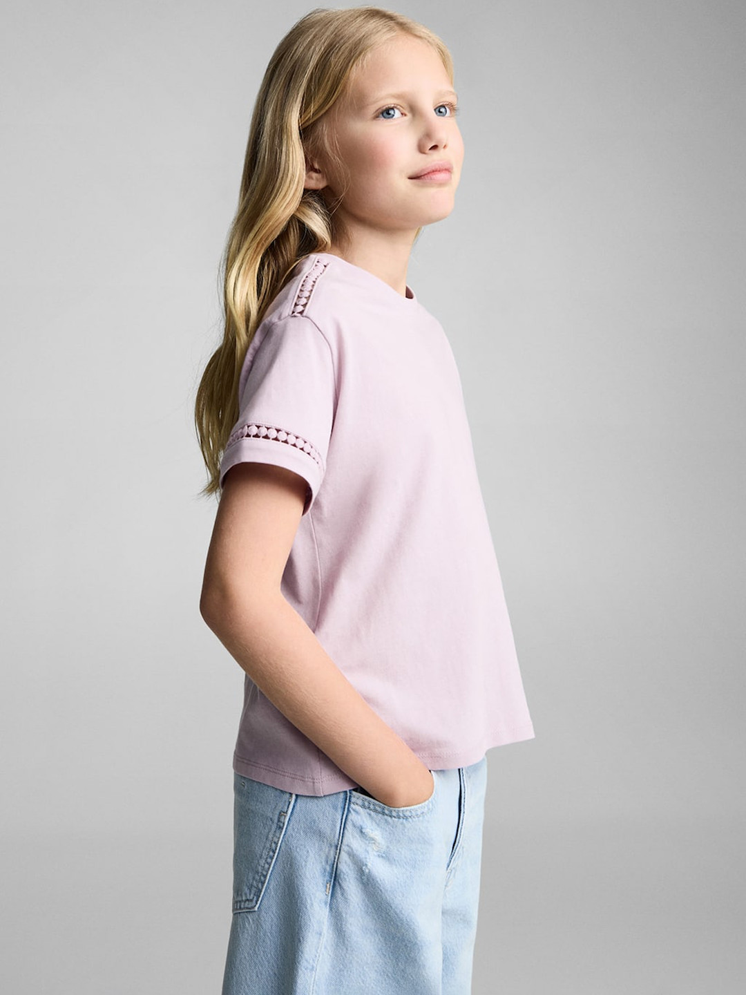 Mango Kids Girls Lace Inserts Regular Cotton Top