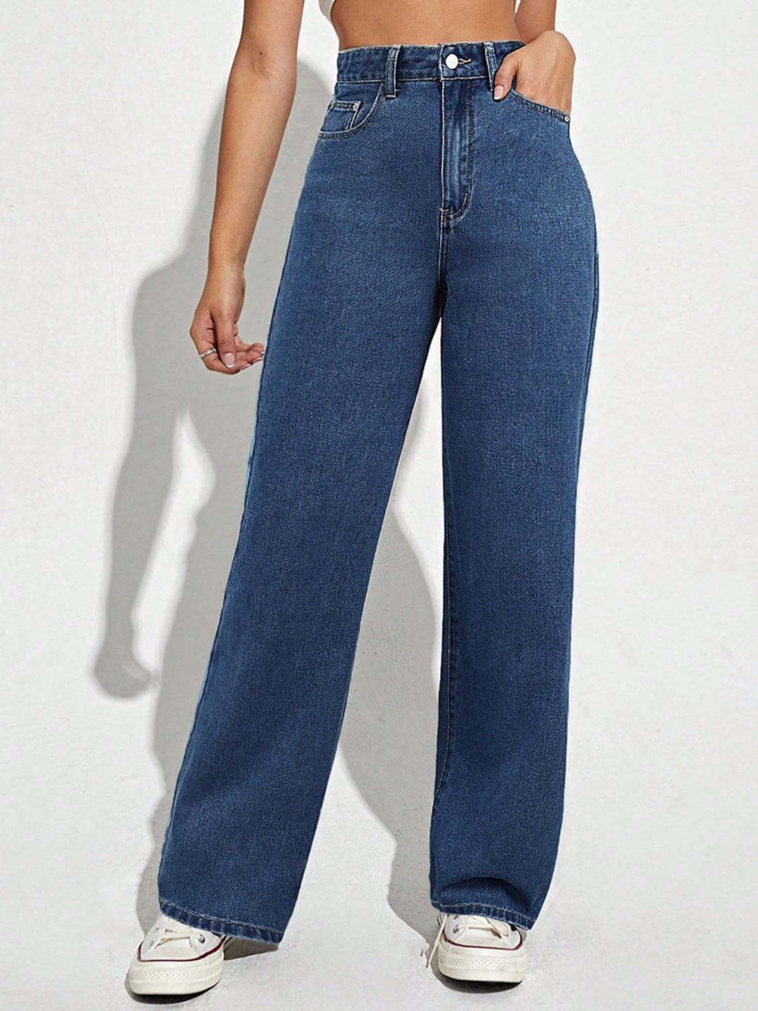 NU CLOTHS Women Cotton Jean Wide Leg High-Rise Stretchable Jeans