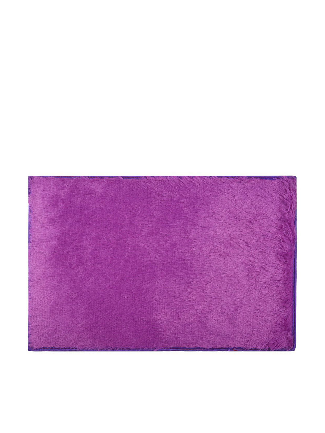 Kuber Industries Purple Velvet Shaggy Plain Rectangle Shaped Doormat