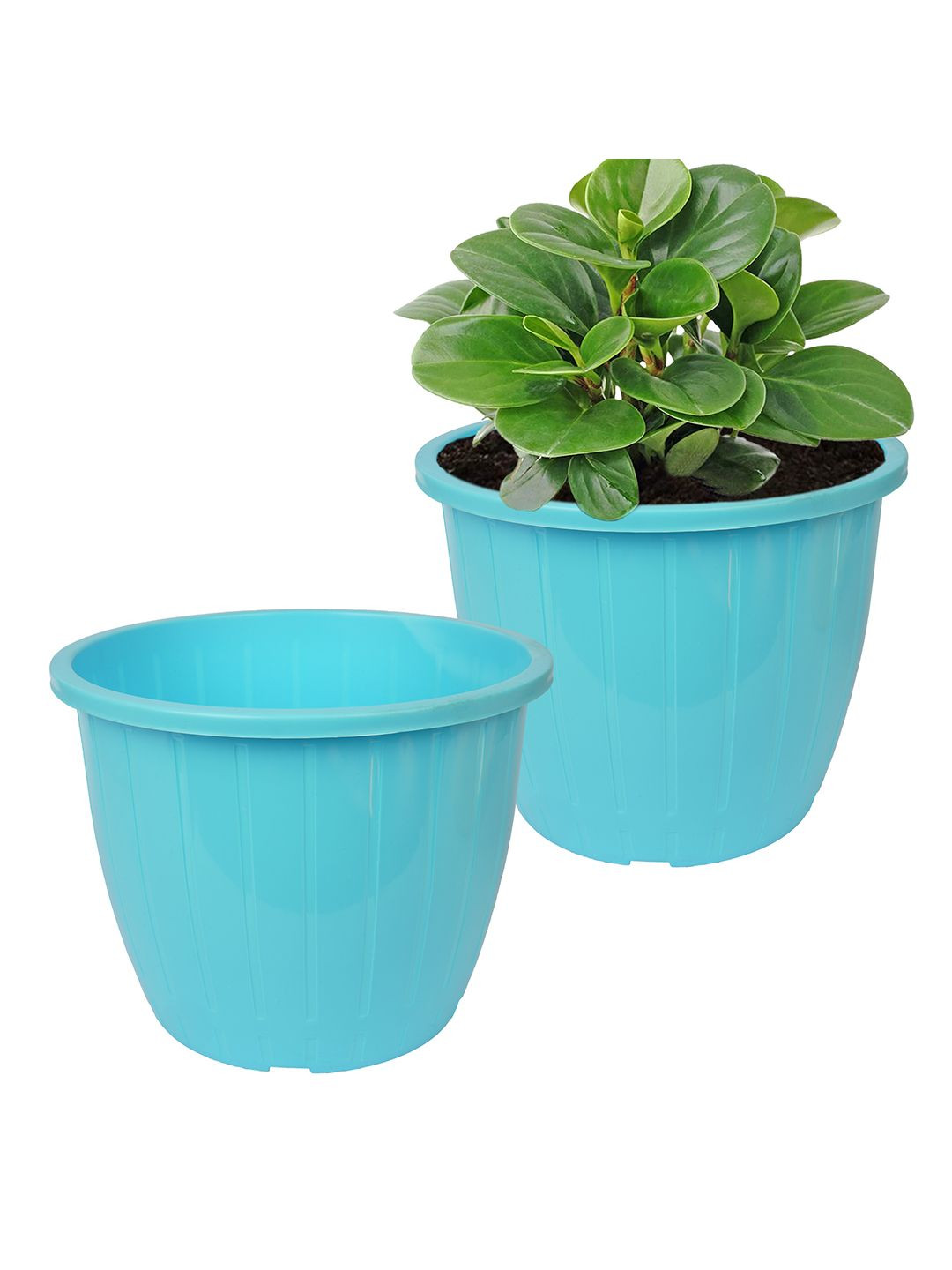 Kuber Industries Blue Pack of 2 Duro-Design Flower Planters
