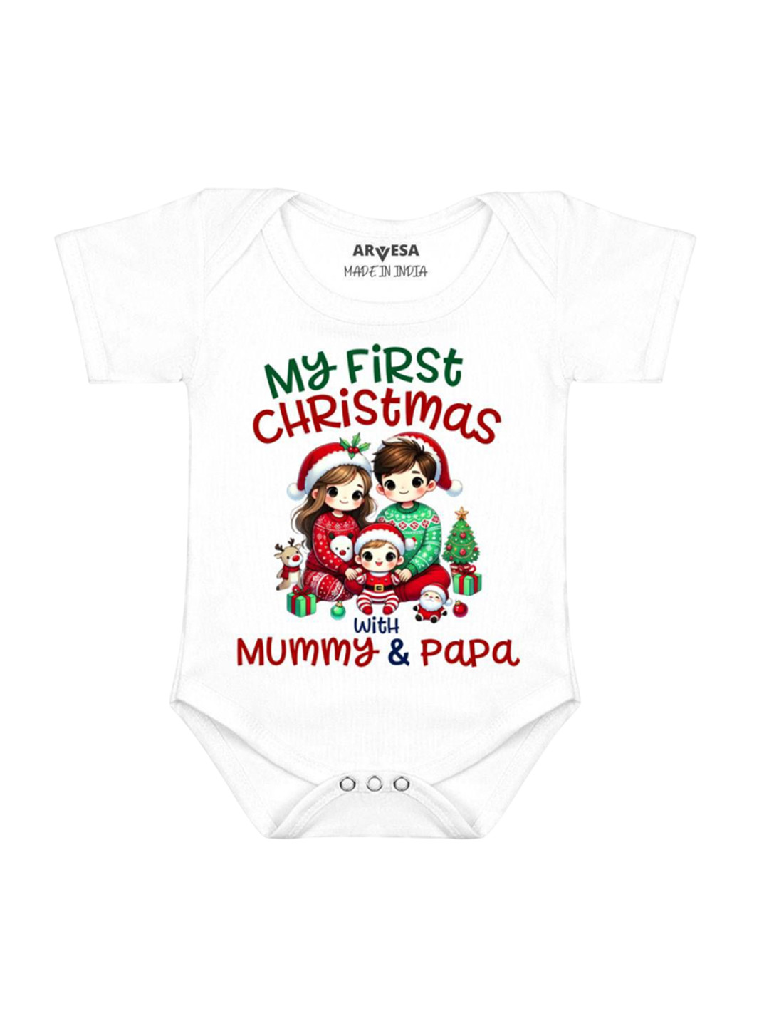 Arvesa First Christmas Printed Baby Romper