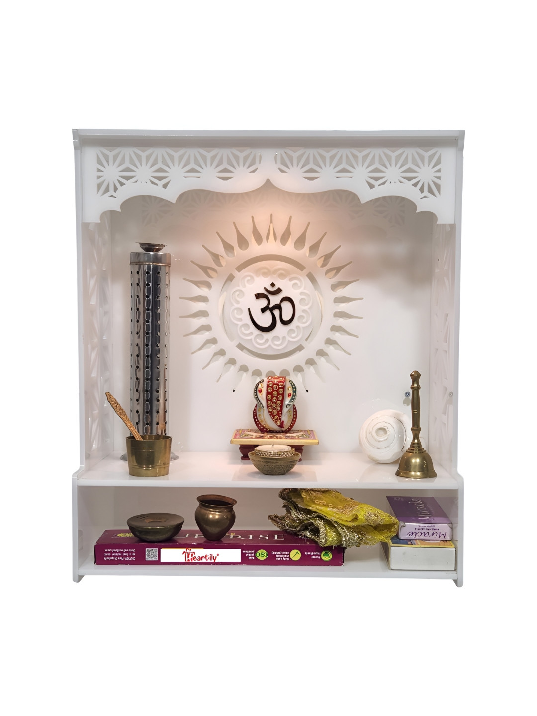 HEARTILY White Shree  Pooja Acrylic Home Temple