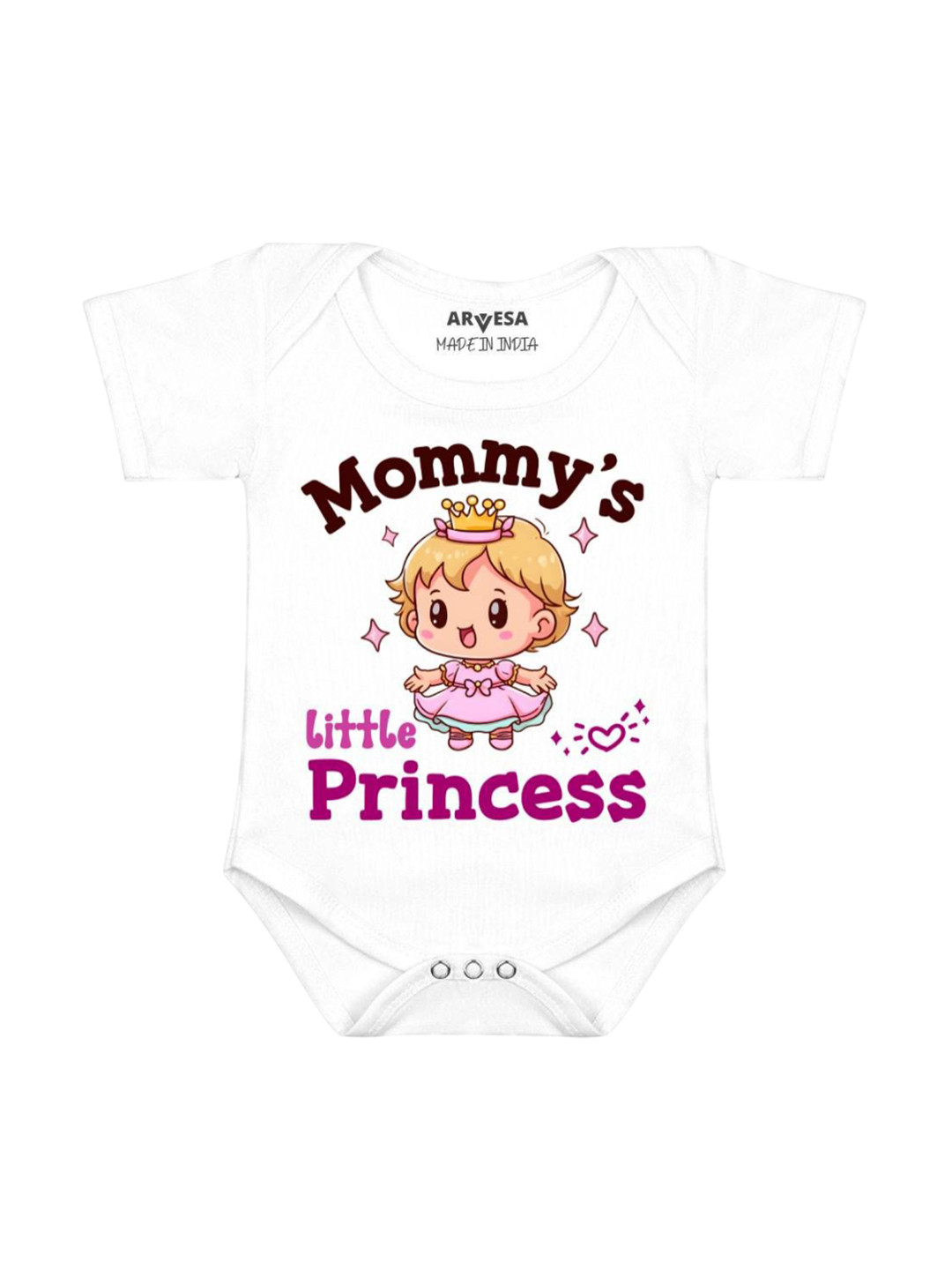 Arvesa Girls Mommy Little Princess Printed Bodysuit