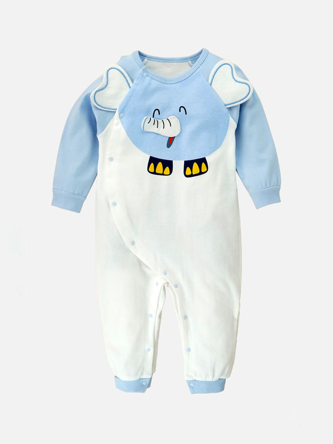 Little Surprise Box LLP Infants Kids 3D Eared Elephant Theme Full Sleeves Jumpsuit Rompers