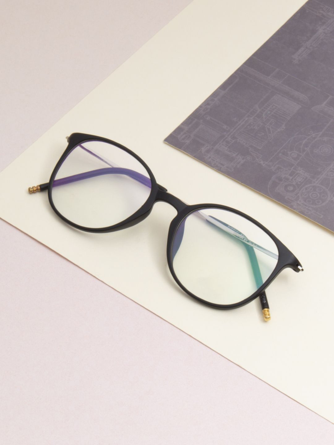 Ted Smith Unisex Matt Black Full Rim Round Frames