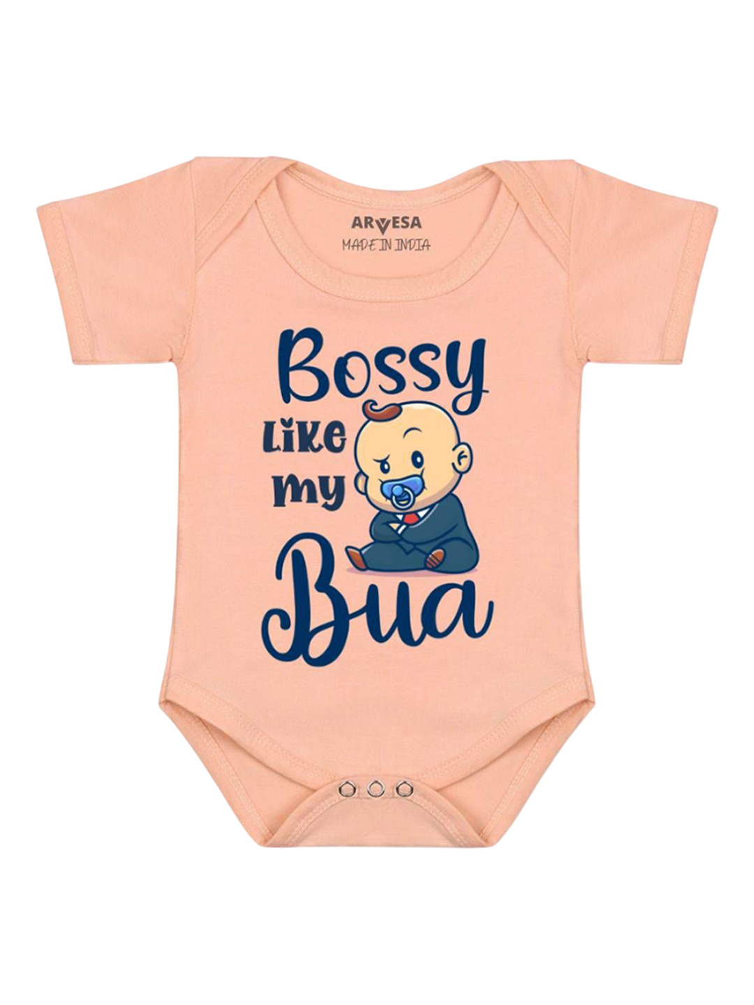 Arvesa Kids Bossy Like My Bua Printed Cotton Bodysuit