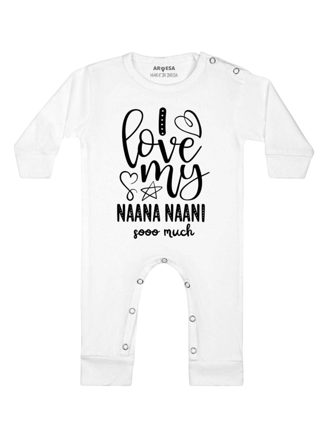 Arvesa Kids I Love My Nana Nani So Much Printed Baby Bodysuit