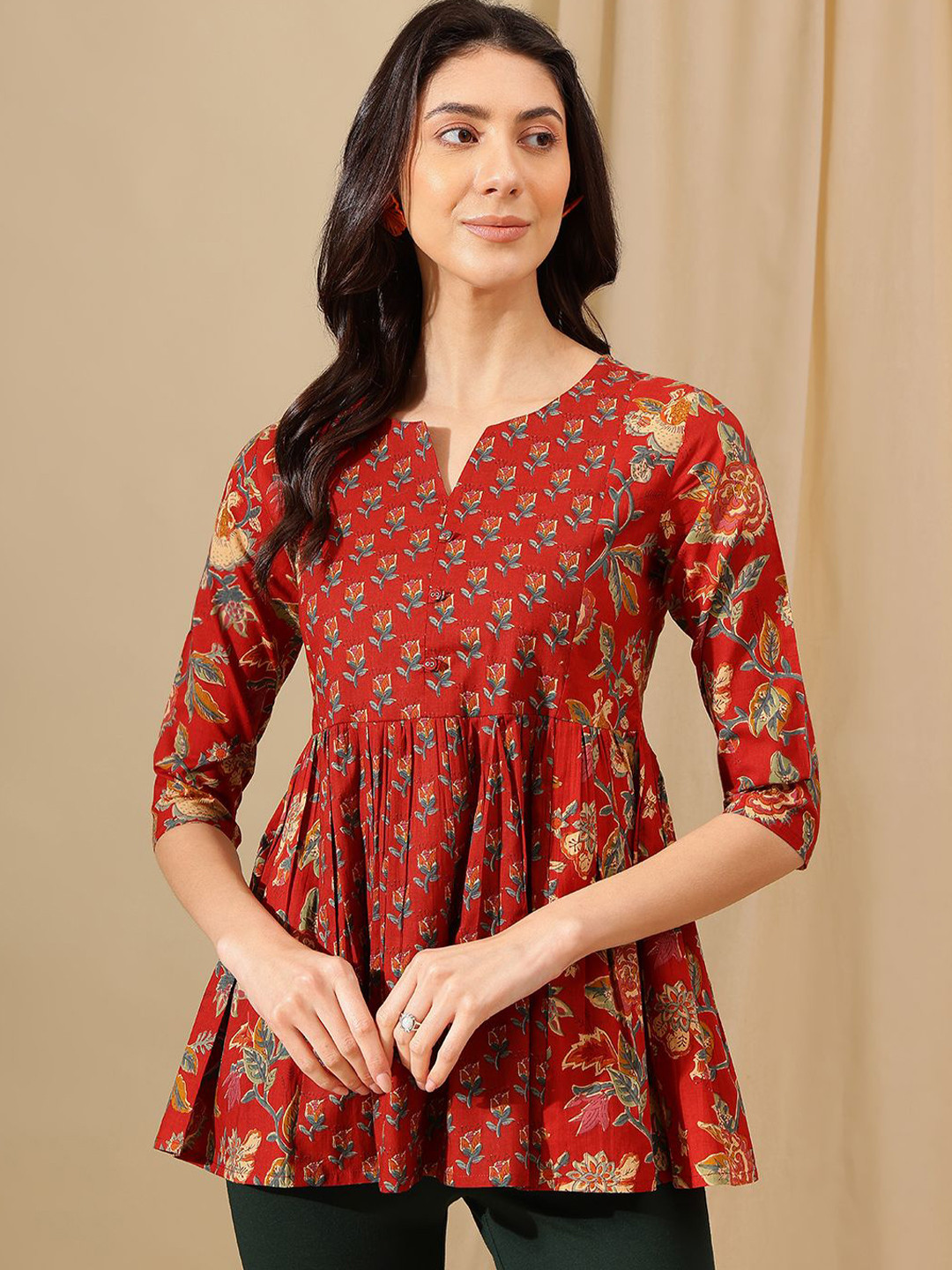 KALINI Floral Print Cotton Top
