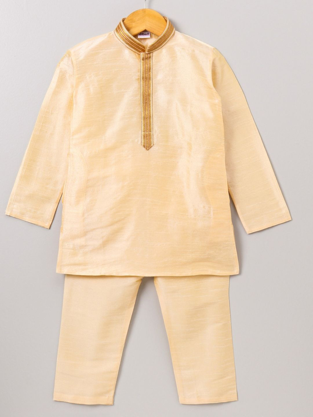 Pehanaava Boys Embroidered Gotta Patti Mandarin Collar A-Line Kurta
