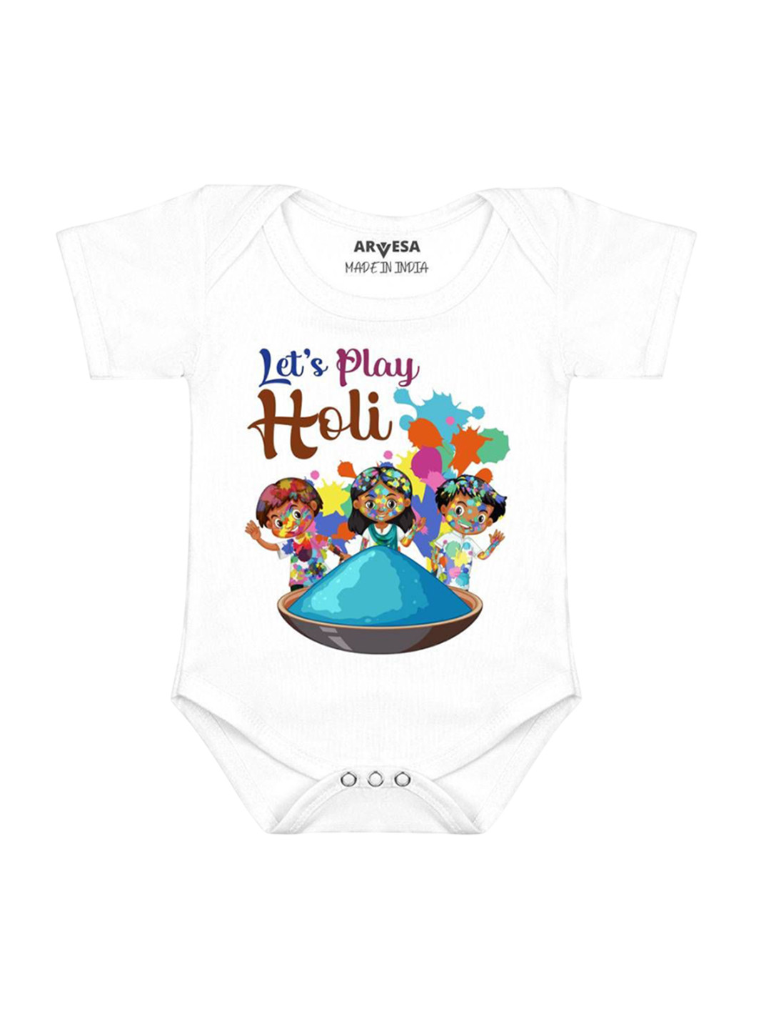 Arvesa Infants Let'S Play Holi Printed Romper