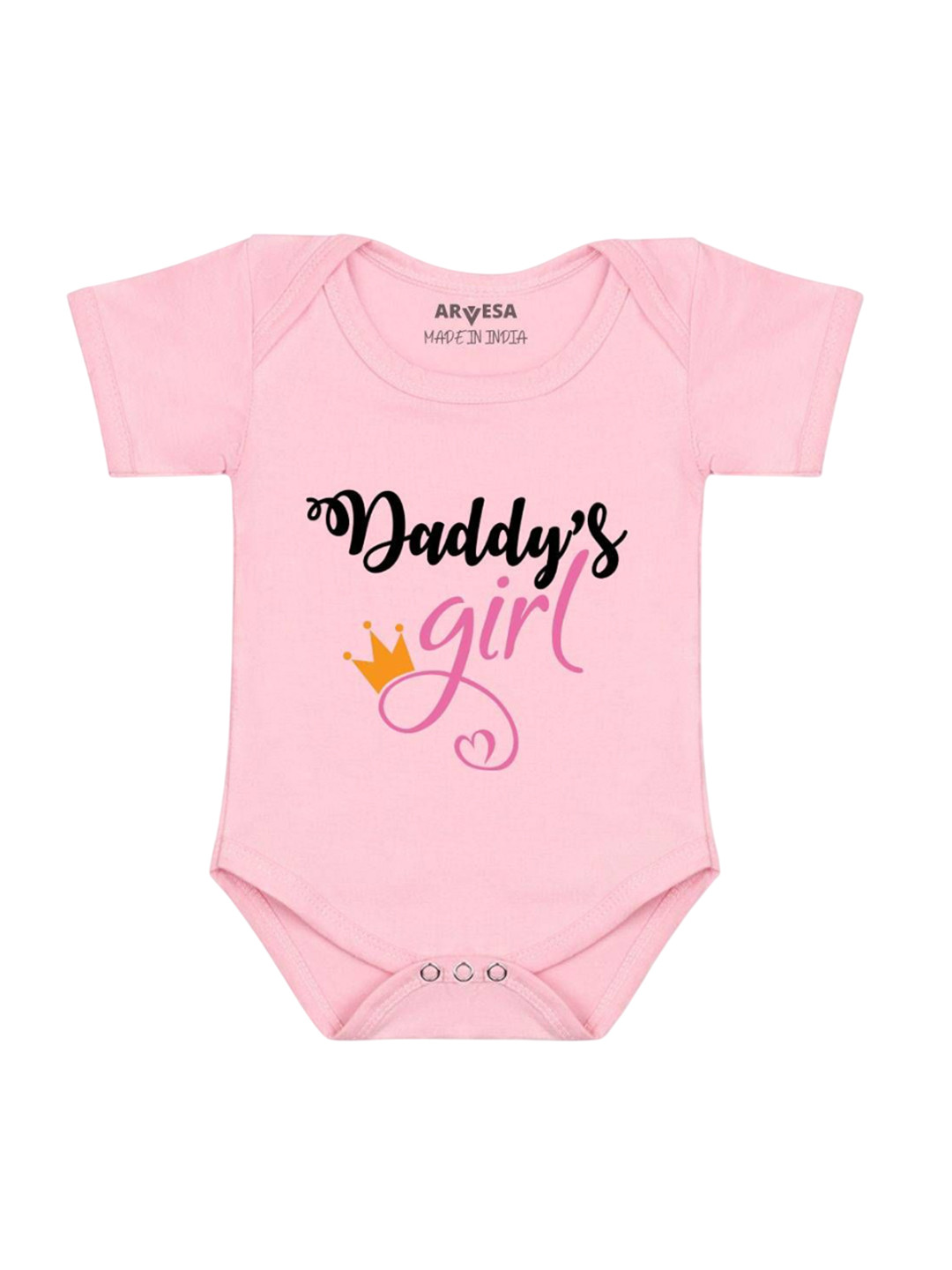 Arvesa Kids Round Neck Short Sleeves Daddy Girl Printed Bodysuit