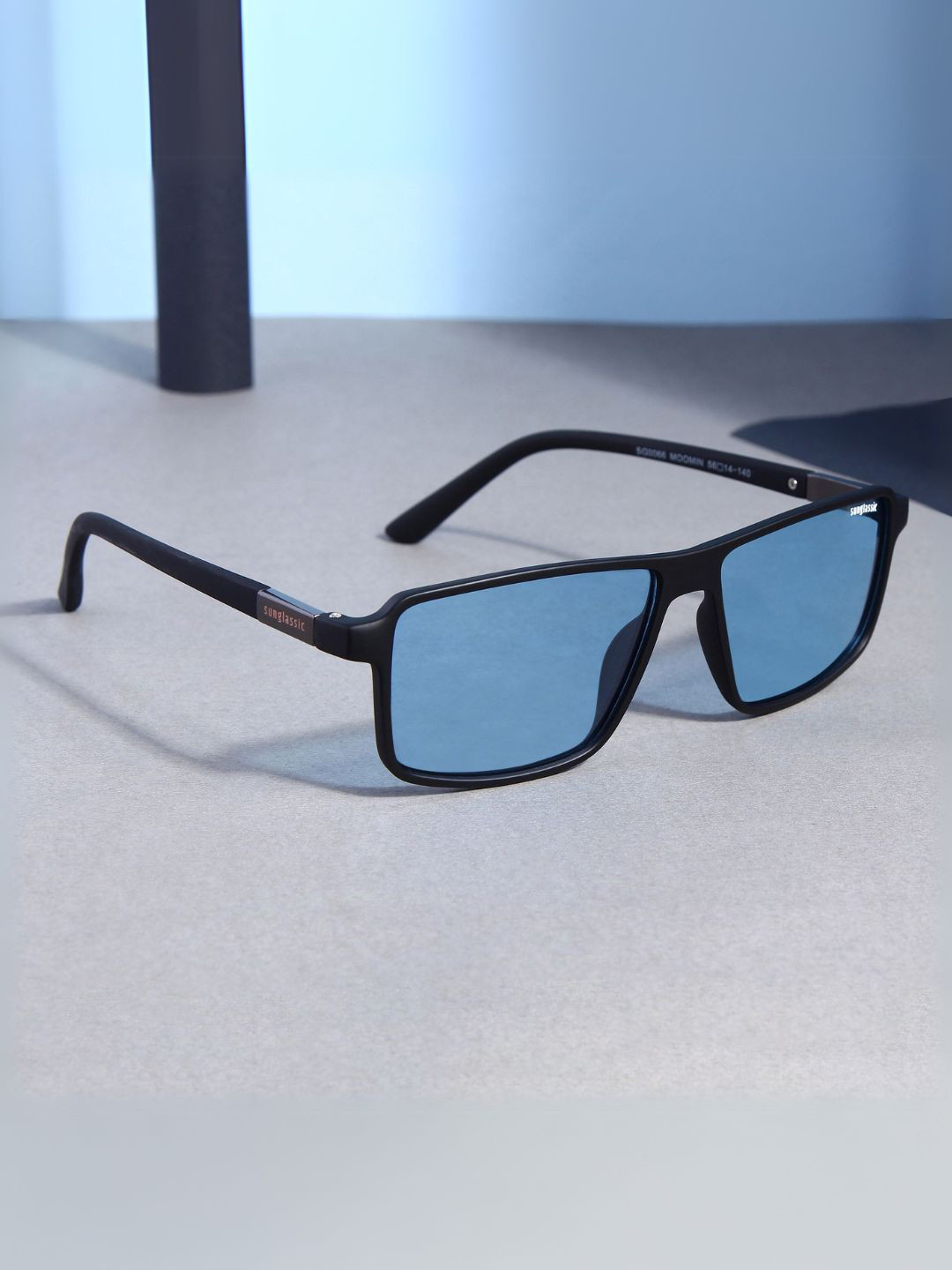 SUNGLASSIC Unisex Blue Polarized Rectangle Sunglasses Moomin-Black-Blue