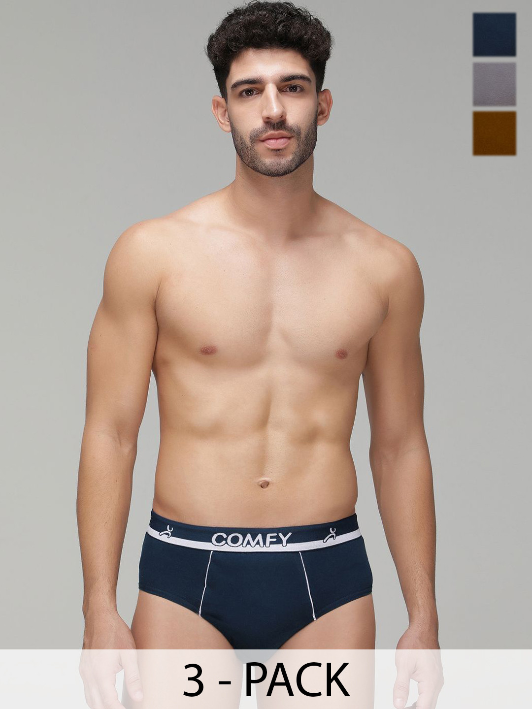 AMUL COMFY Men Pack Of 3 Cotton Basic Briefs AC-CBRIOE-AF-LB-SG-3XL-3PC