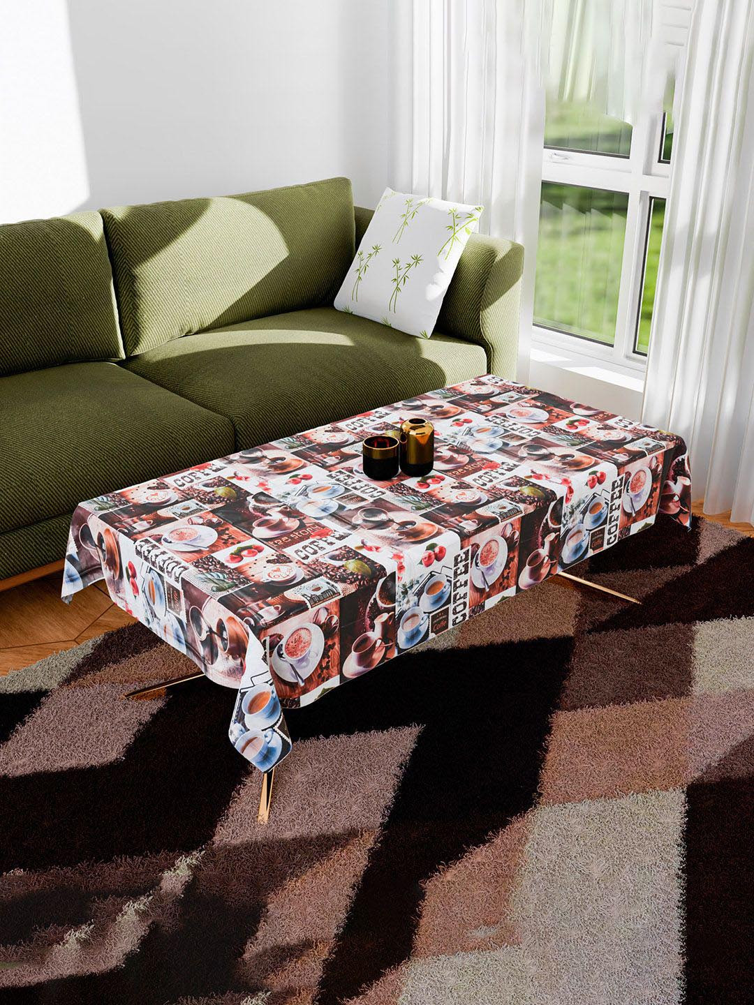 Kuber Industries Coffee Brown & White Anti-Skid 2-Seater Table Cover