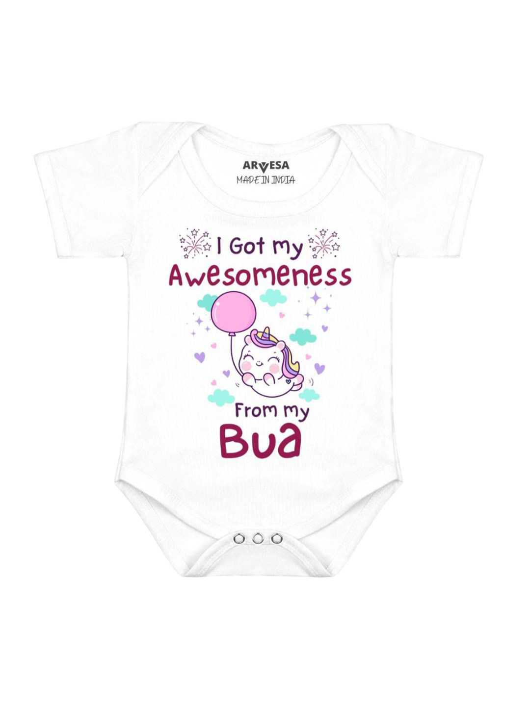 Arvesa Kids I Got Awesomeness From Bua Printed Bodysuit
