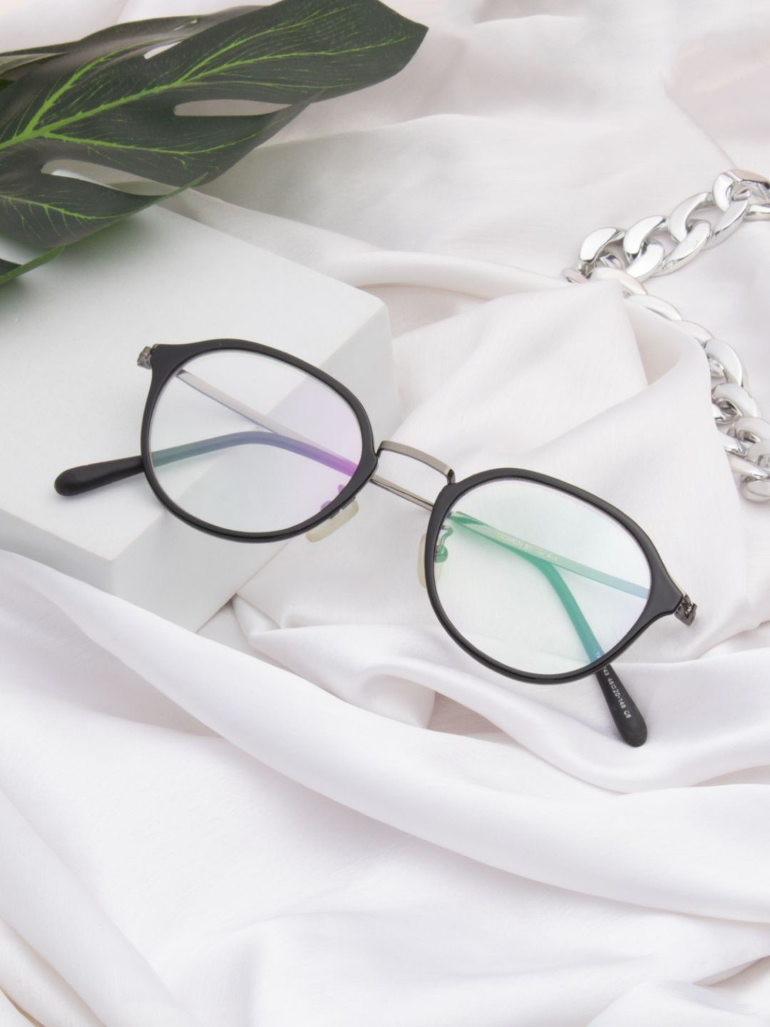 Ted Smith Unisex Black-Gun Metal Full Rim Round Frames