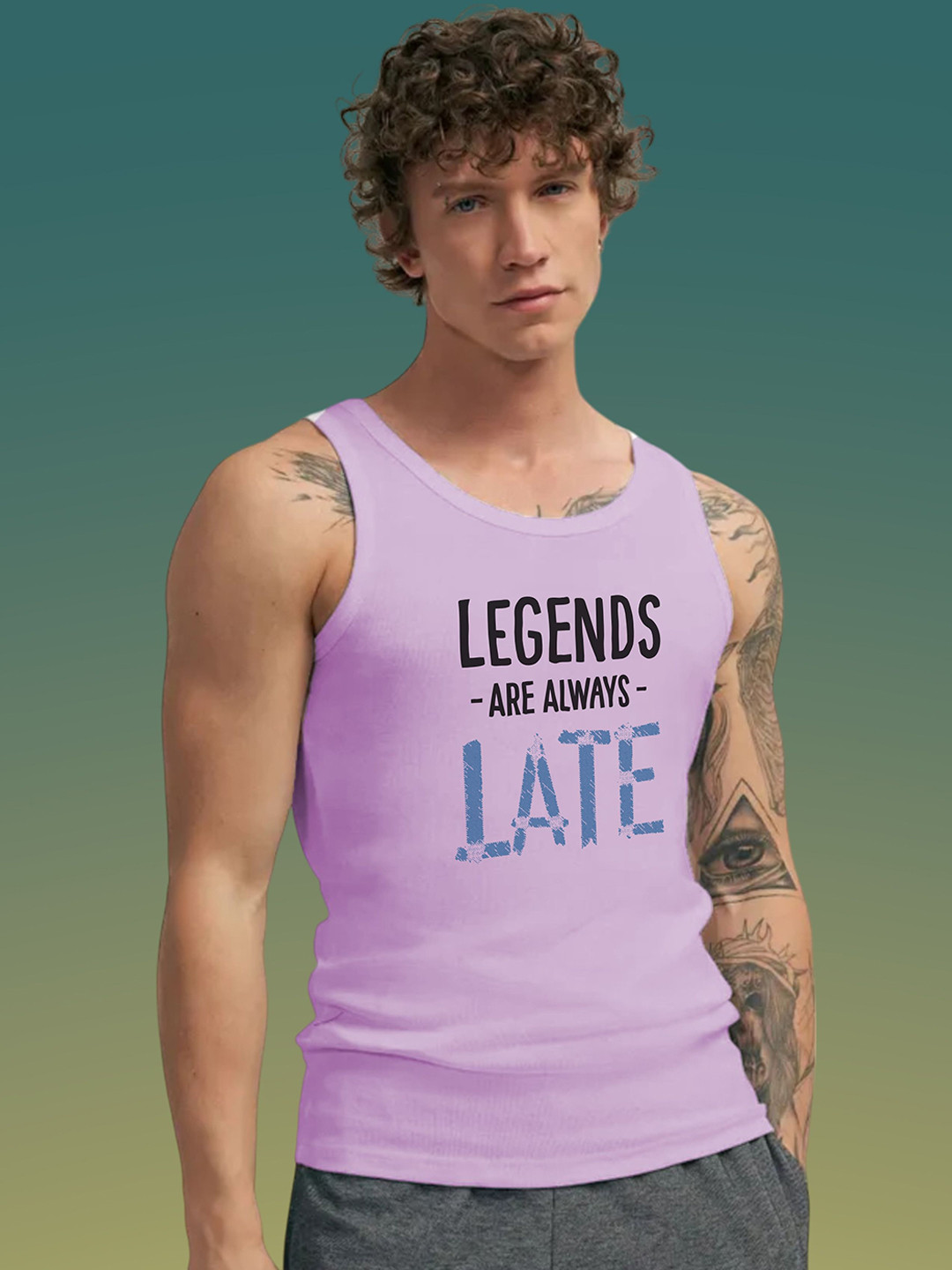 Uniplanet store Printed Cotton Innerwear Vests UVM-LATE-LAGEND-PRPL-S