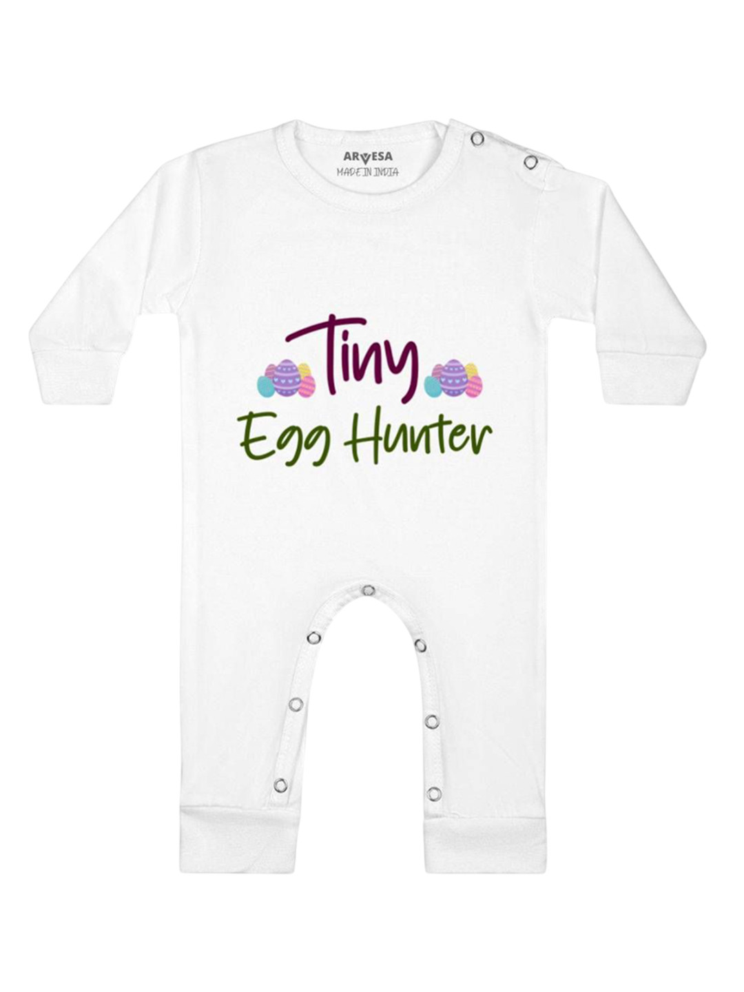 Arvesa Tiny Egg Hunter Printed Baby Romper