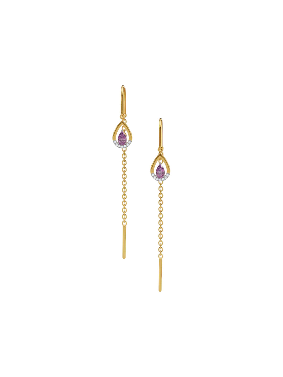Emori Purple Gemstone Suidhaga Lab Diamond in 14KT Gold Earring