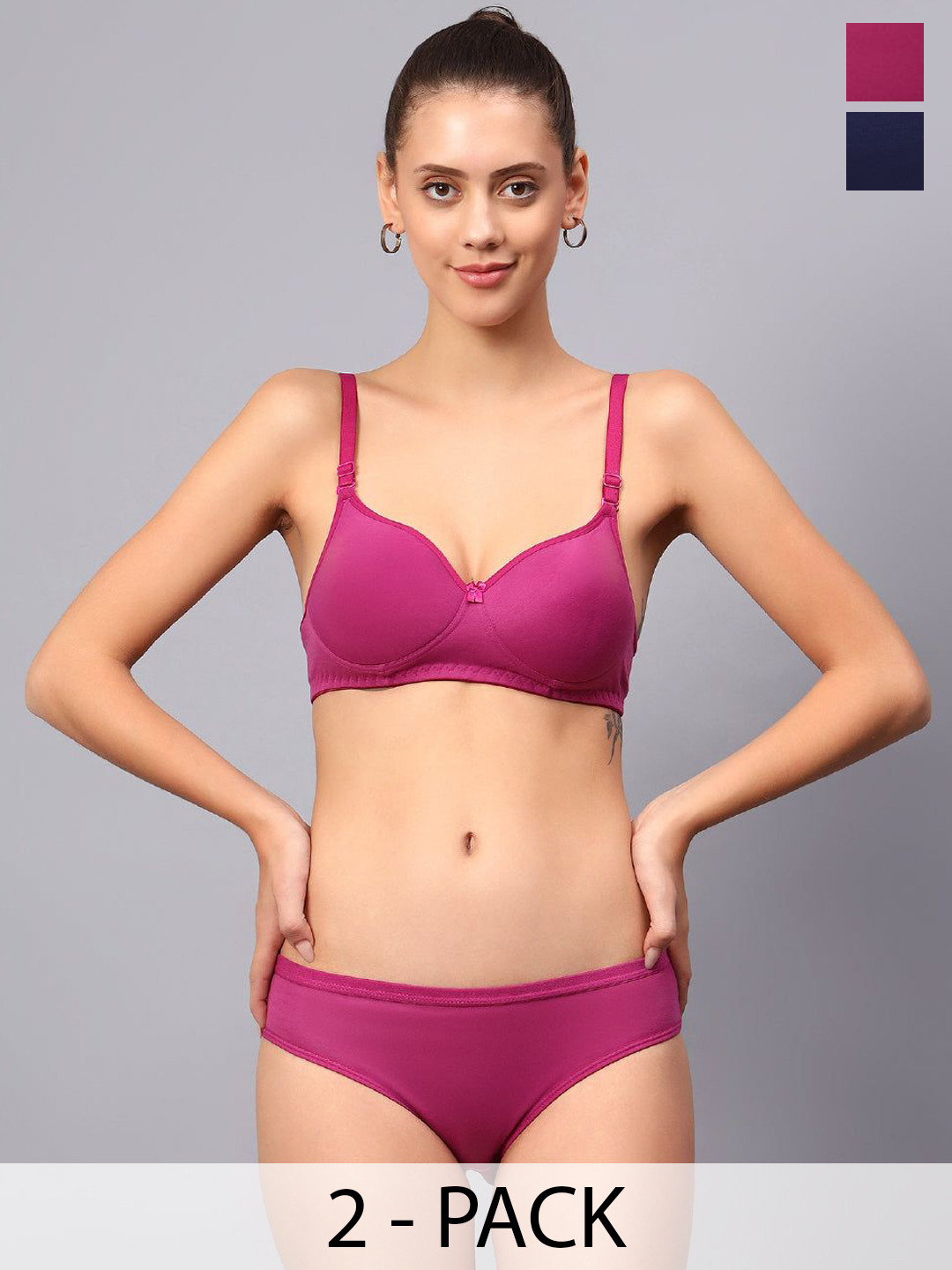 Designer Bugs Pack Of 2 Cotton Non Padded Non Wired Lingerie Set NPLS-DP-NB-30B