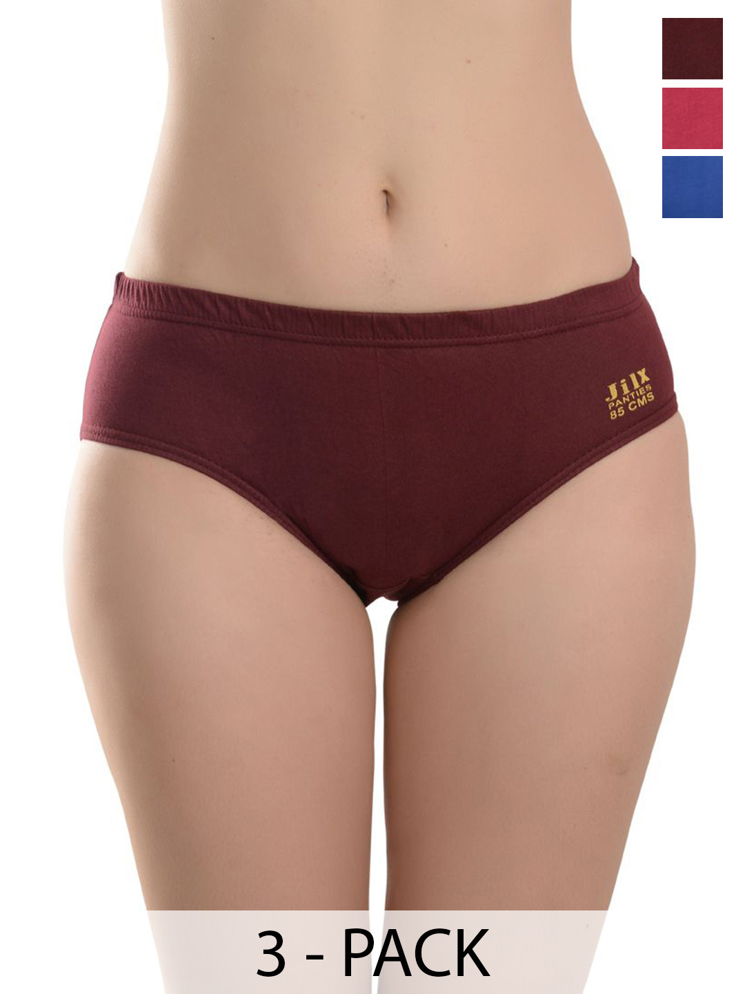 JIL X Pack Of 3 Mid-Rise Cotton Basic Briefs MY-JILX-PLAIN-IE-3PC