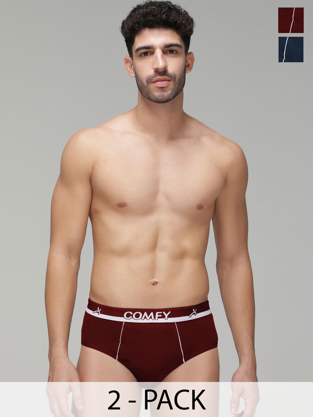 AMUL COMFY Pack Of 2 Pure Cotton Mid-Rise Basic Briefs AC-CBRIOE-MA-AF-S-2PC